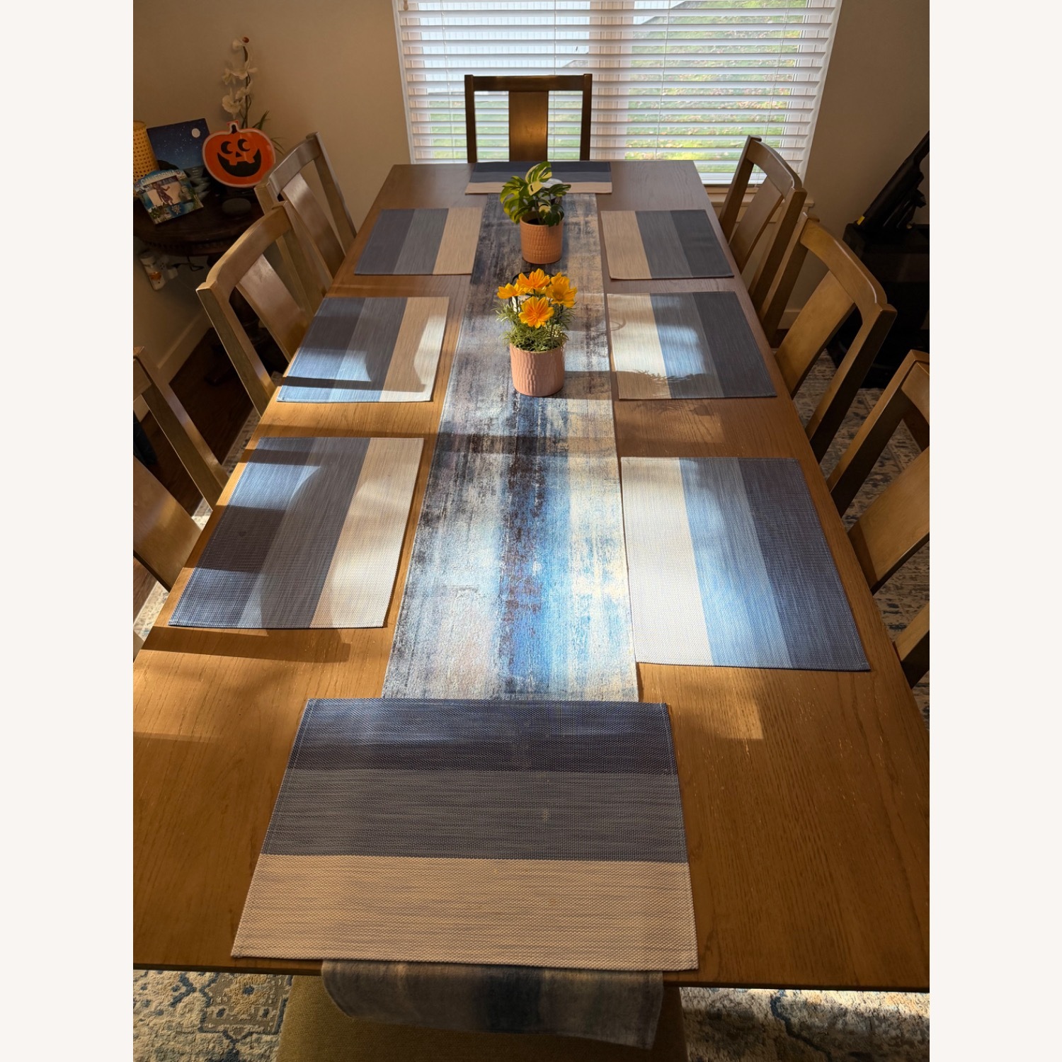8-Seater Solid Wood Dining Table with Chairs - image-3