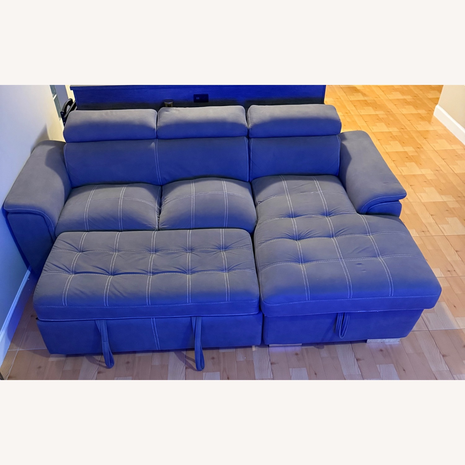 Light Gray Sleeper Sectional Sofa - image-2