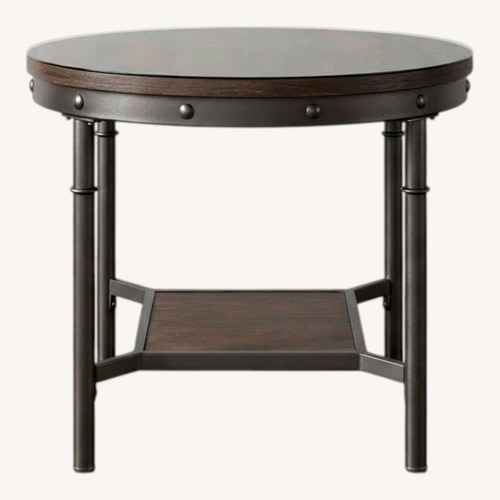 Used Pair of Round Wooden Accent Tables – Set of 2 for sale on AptDeco