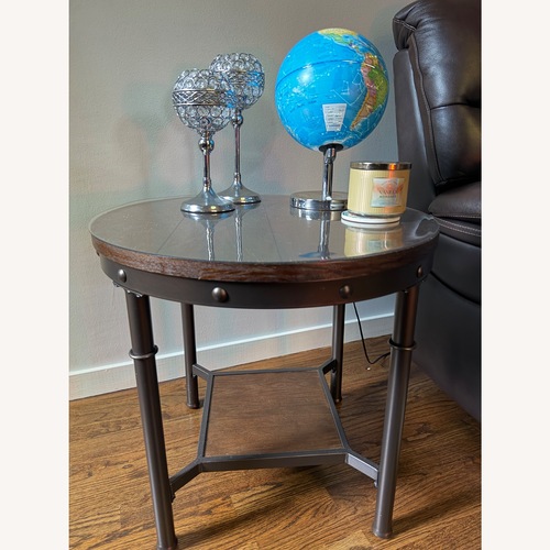 Used Pair of Round Wooden Accent Tables – Set of 2 for sale on AptDeco