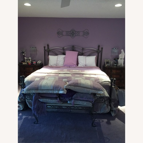 Used Silver Metal King Bed for sale on AptDeco
