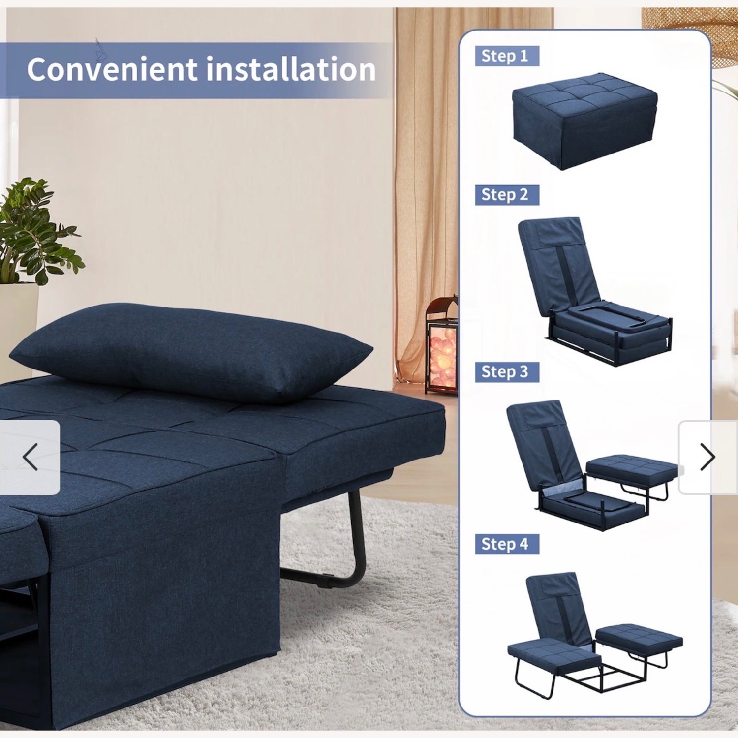 Ottoman Chair Sofa Bed, 4 in 1 Sleeper Ottoman Chair - image-2