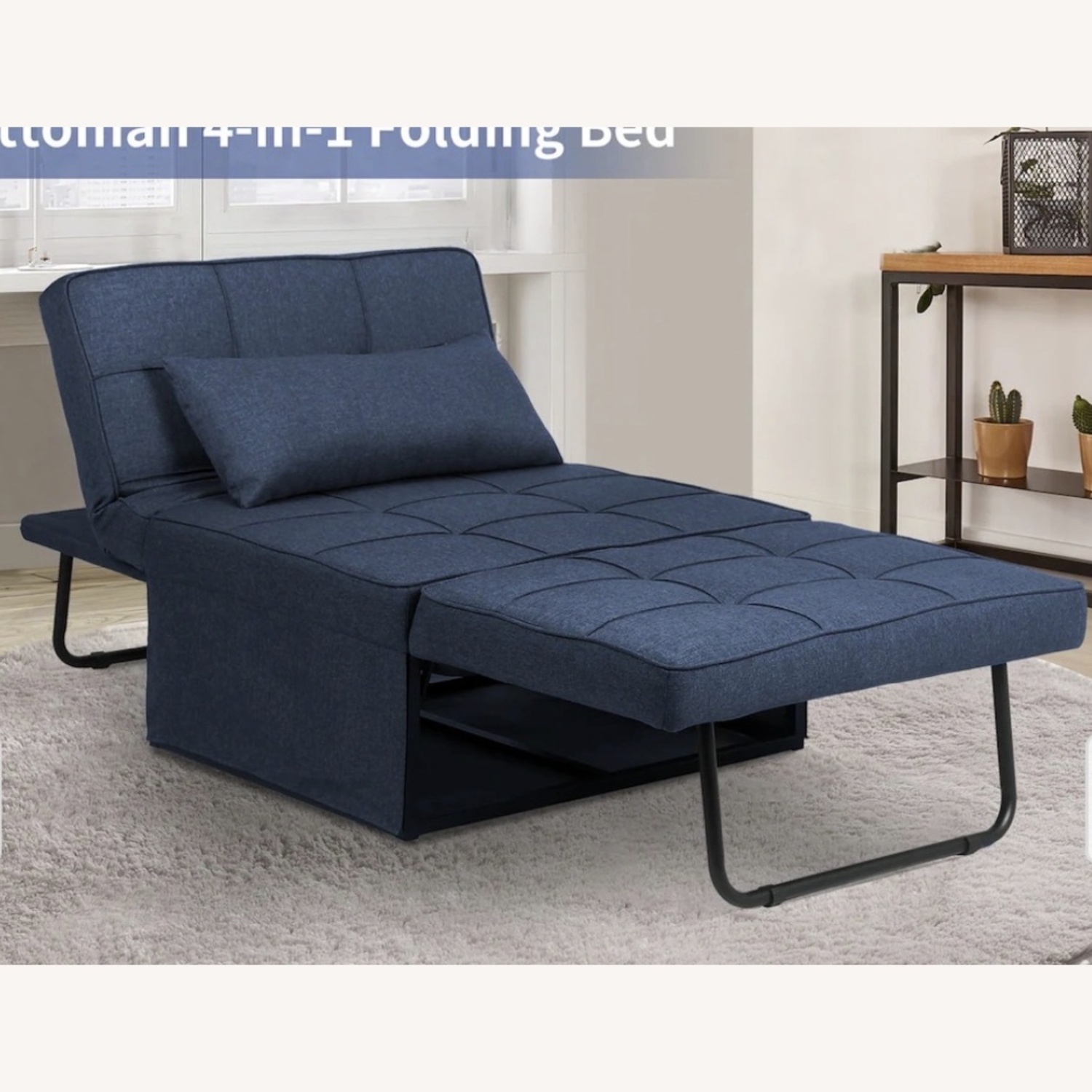 Ottoman Chair Sofa Bed, 4 in 1 Sleeper Ottoman Chair - image-6