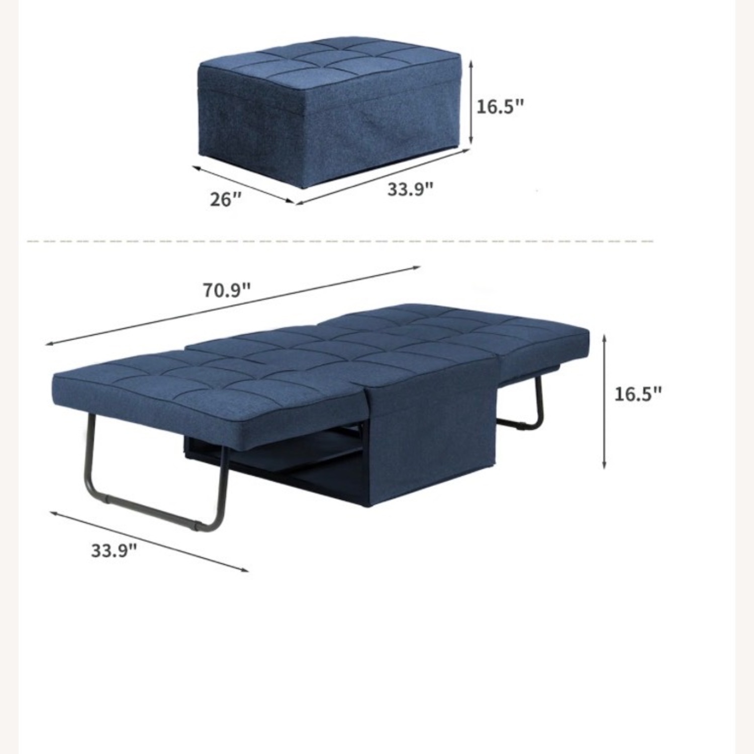 Ottoman Chair Sofa Bed, 4 in 1 Sleeper Ottoman Chair - image-4
