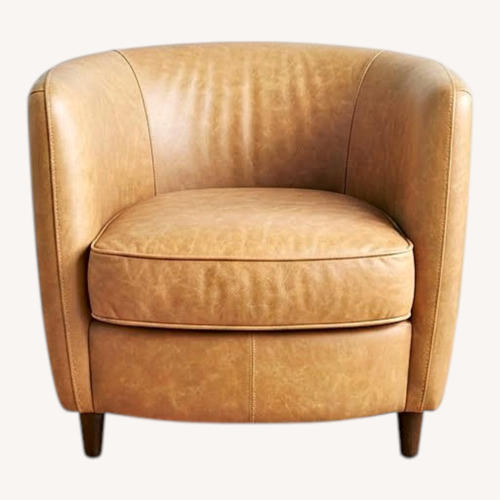 Used Vintage Light Brown Leather Accent Chair for sale on AptDeco