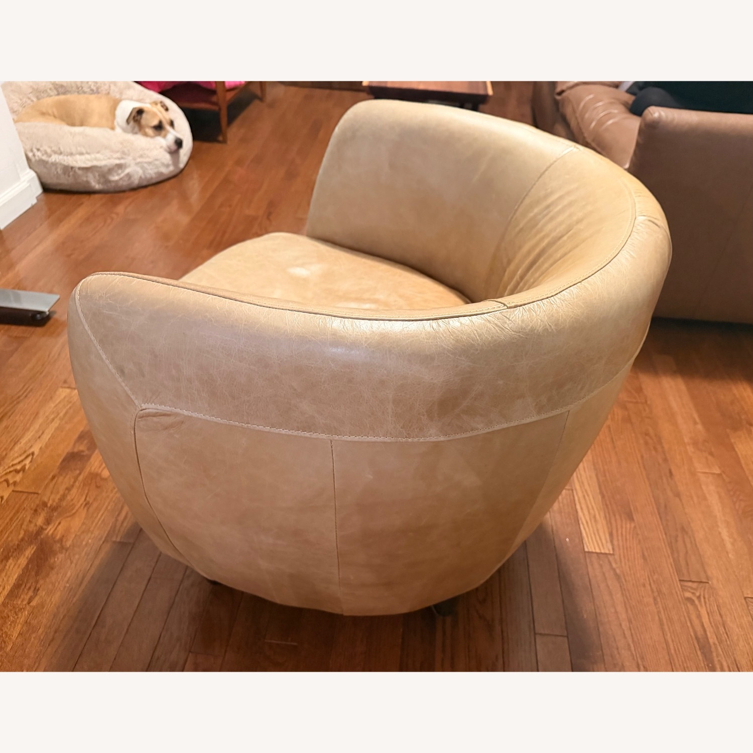 Vintage Light Brown Leather Accent Chair - image-3