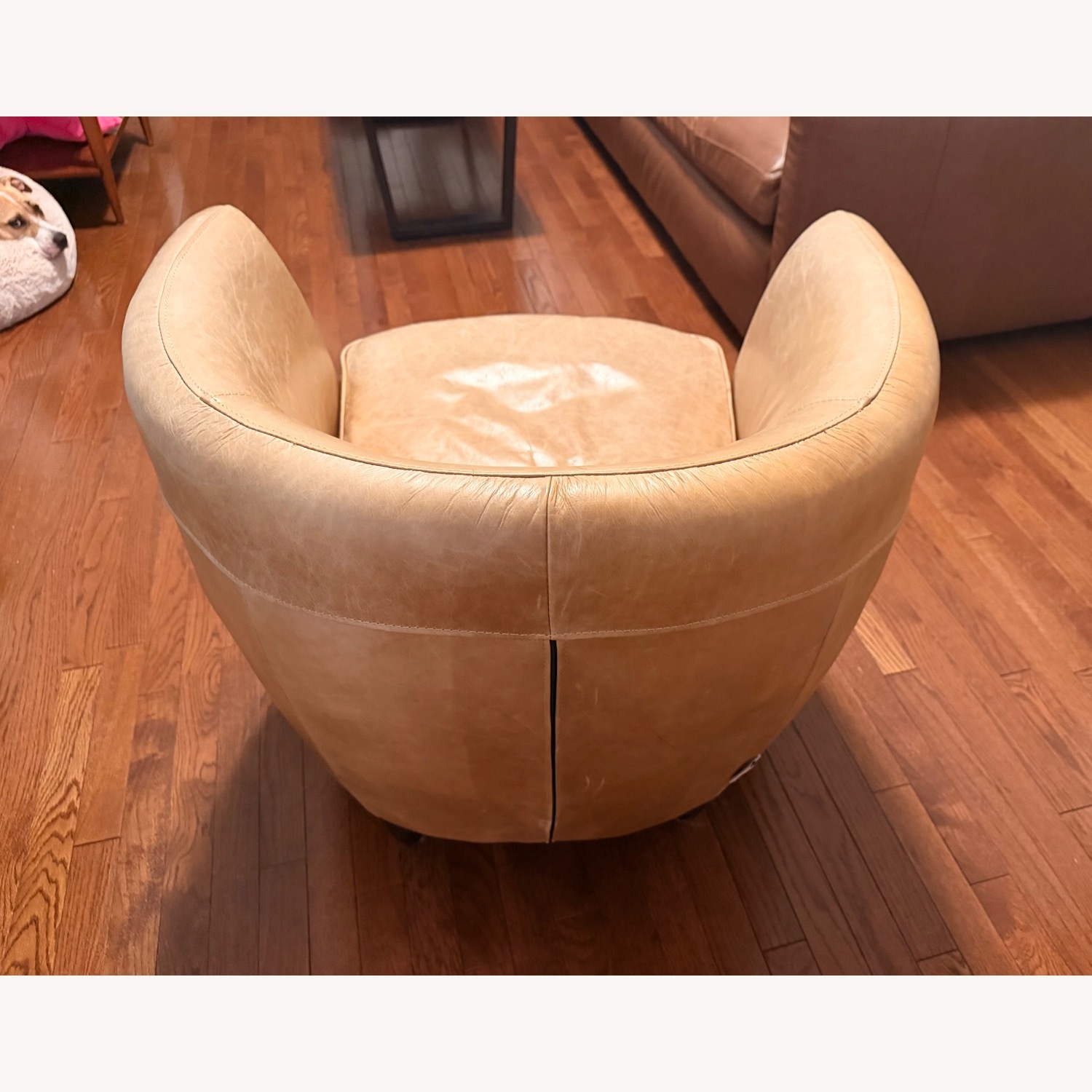 Vintage Light Brown Leather Accent Chair - image-5