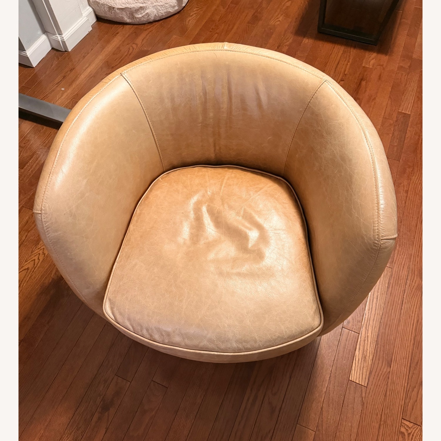 Vintage Light Brown Leather Accent Chair - image-2