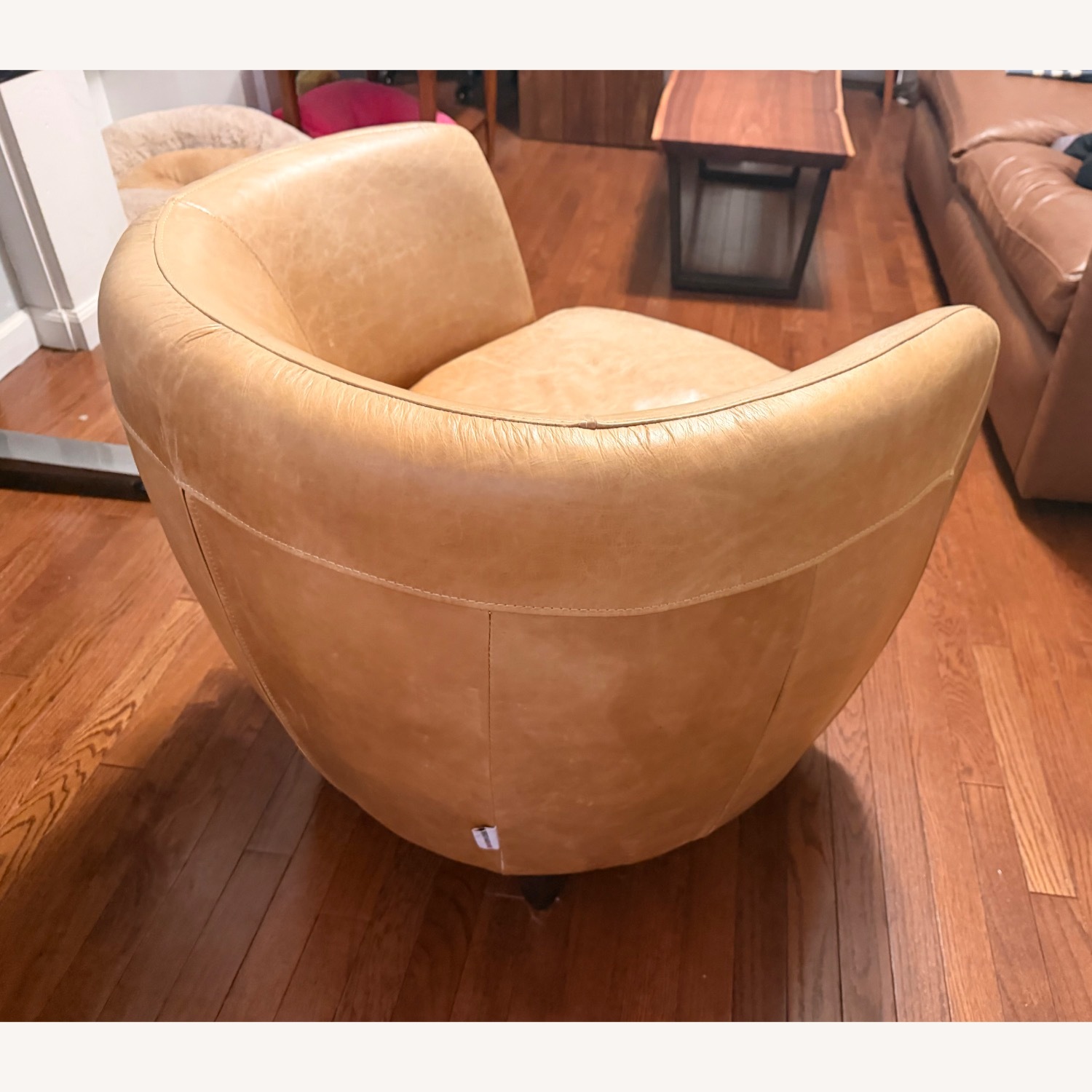 Vintage Light Brown Leather Accent Chair - image-4