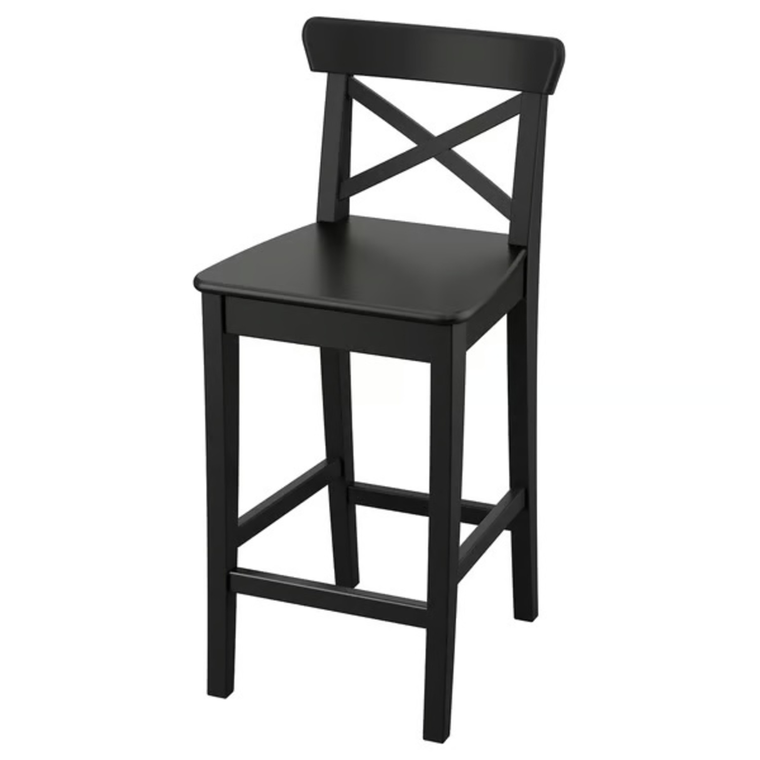 IKEA ROSENTORP Black Wood Stool With Cusion - image-5