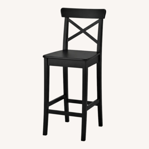 Used IKEA ROSENTORP Black Wood Stool With Cusion for sale on AptDeco