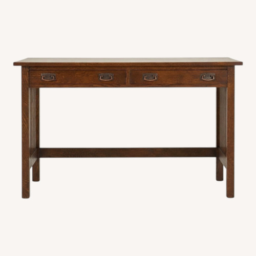 Used Stickley Brothers Spindle Oak 2 Drawer Library Desk for sale on AptDeco