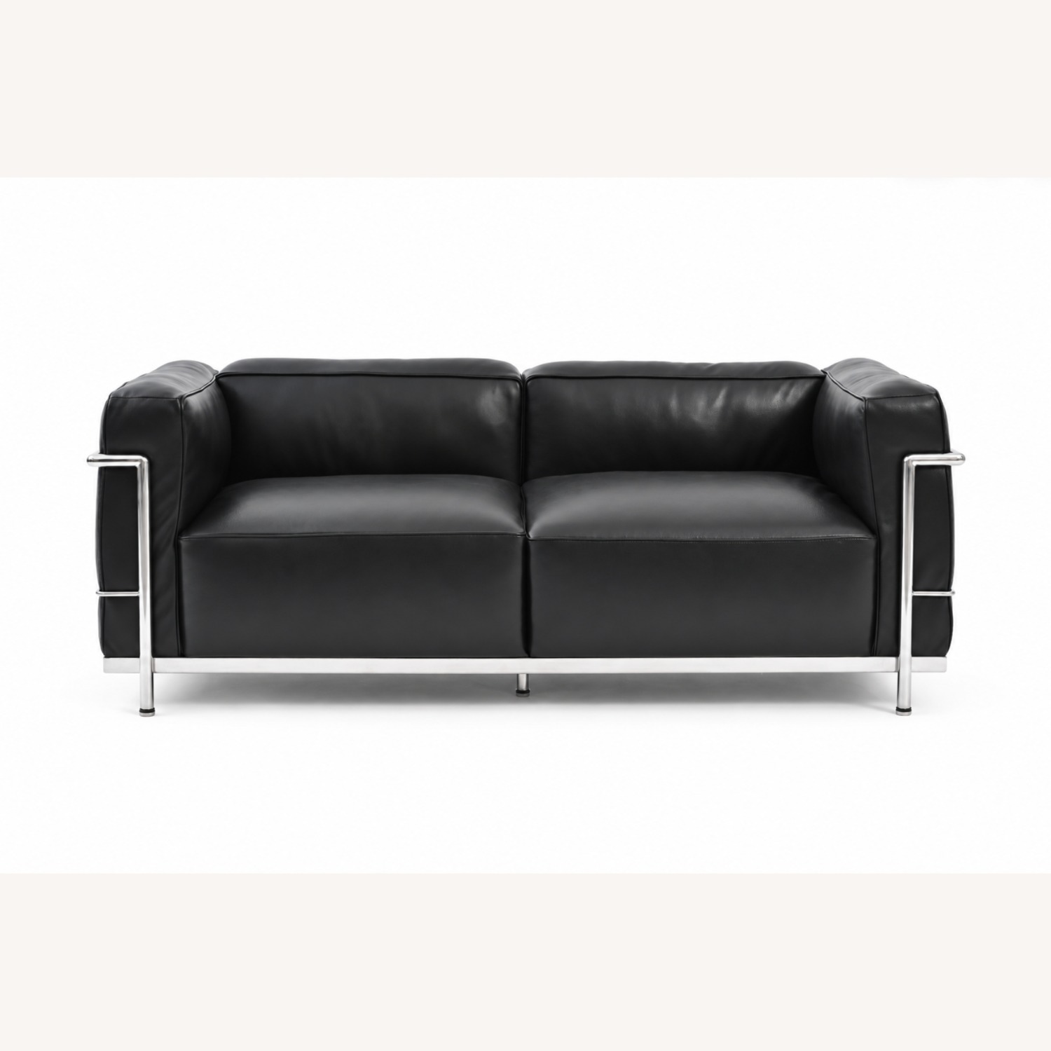 LC3 Leather 2 Seater Sofa Loveseat Black - image-1