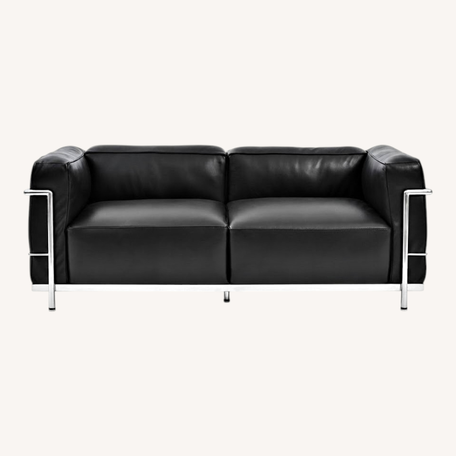 LC3 Leather 2 Seater Sofa Loveseat Black - image-0