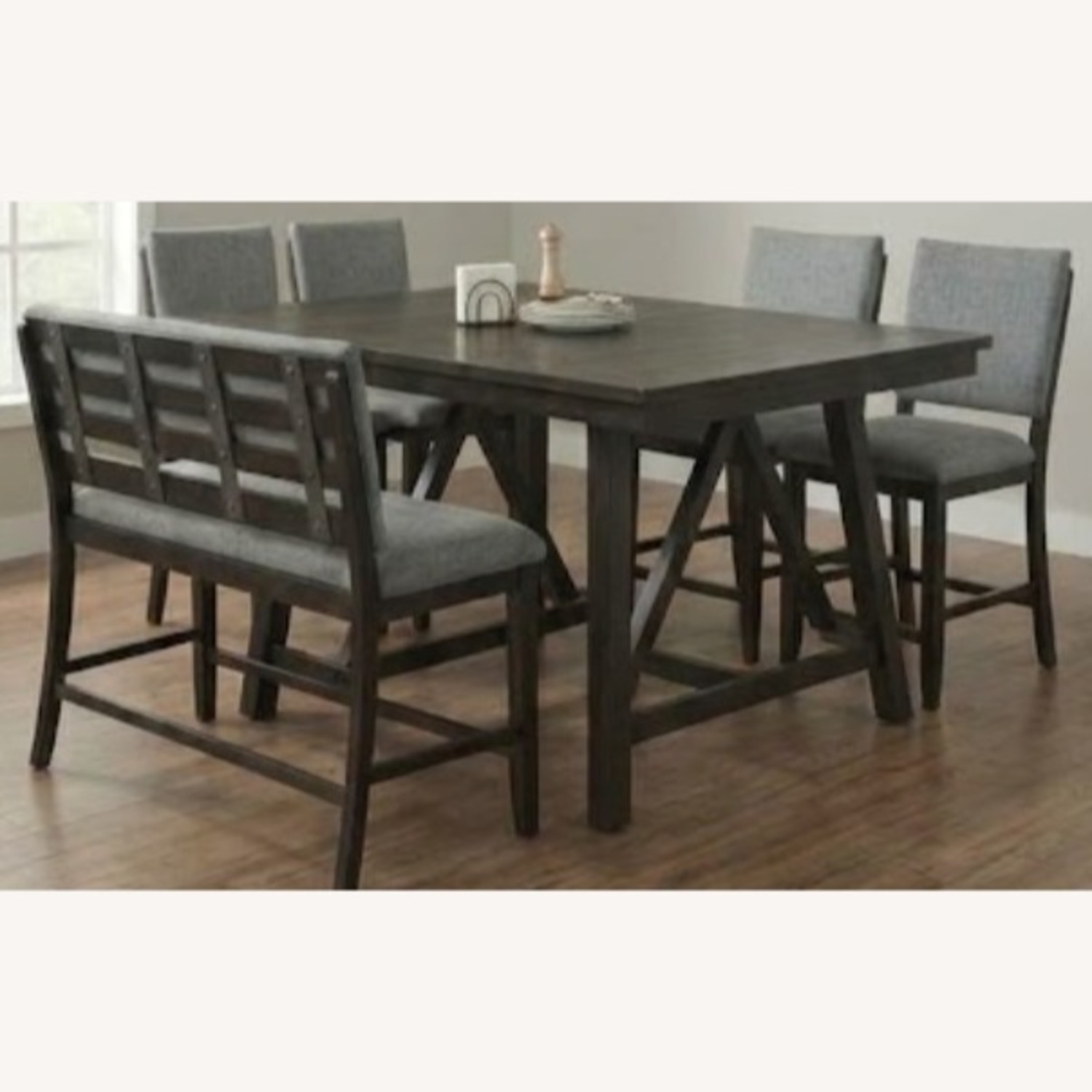 Table, Leaf Extension, 4 Chairs and Bench - image-1