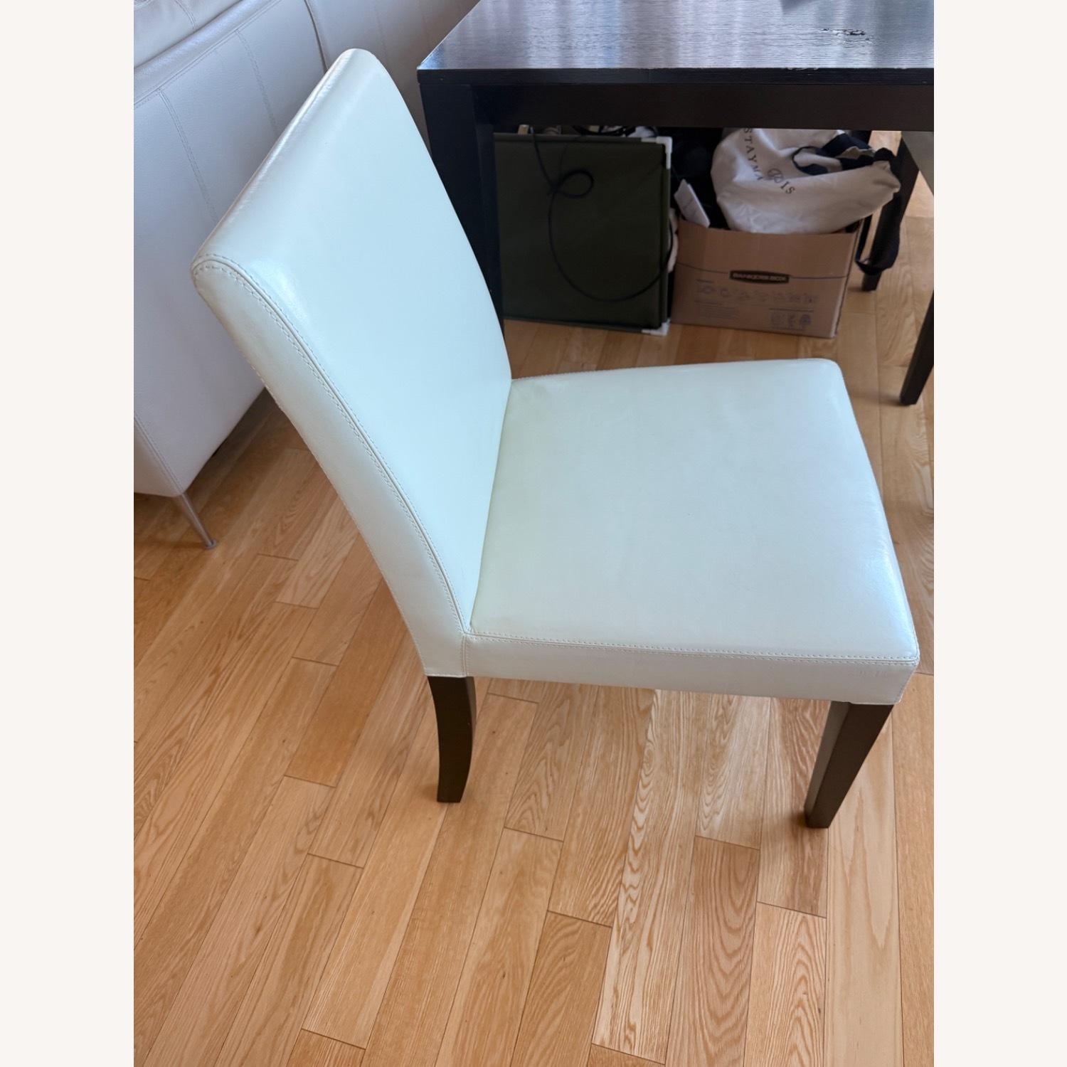 Ivory Leather Dining Chair - image-3