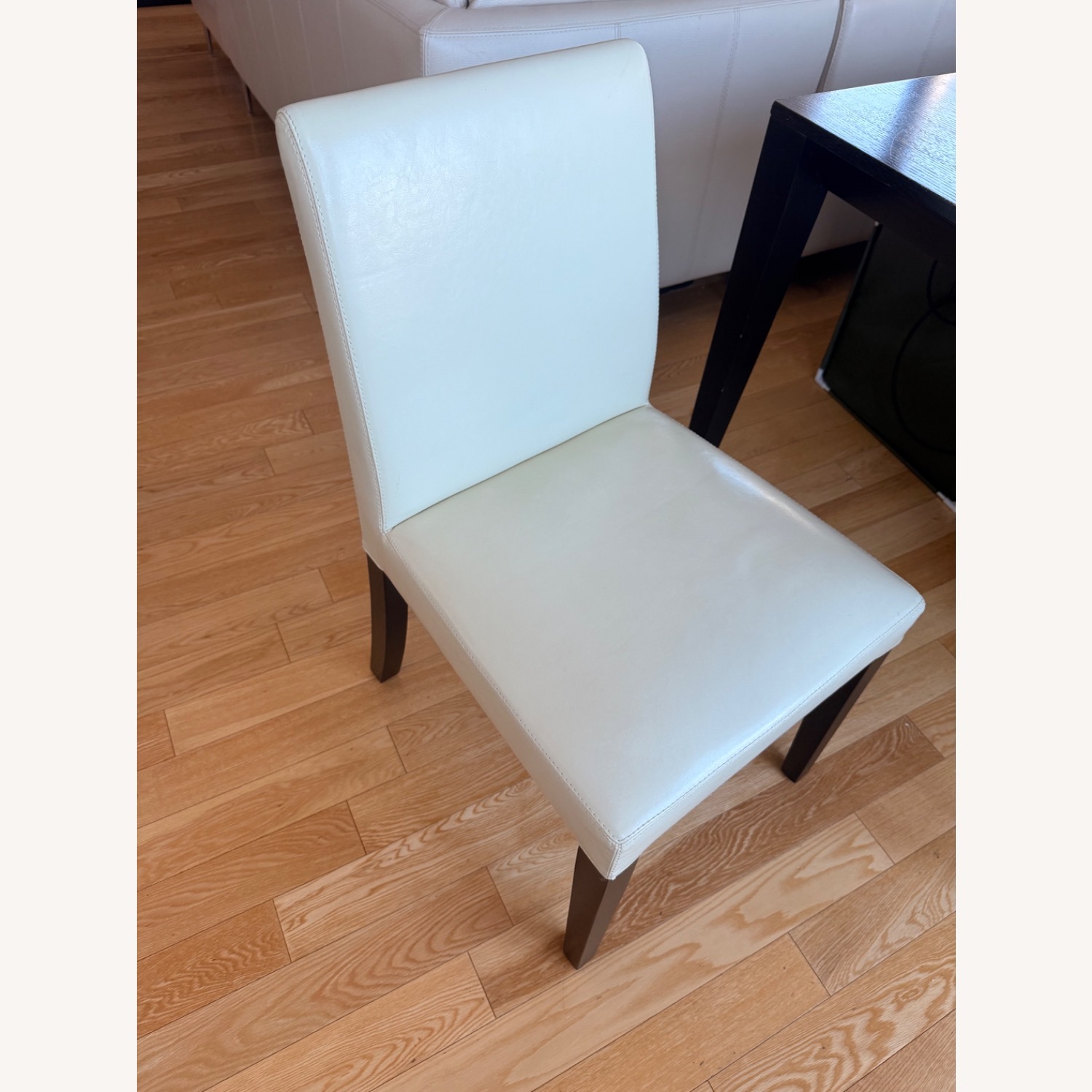 Ivory Leather Dining Chair - image-4
