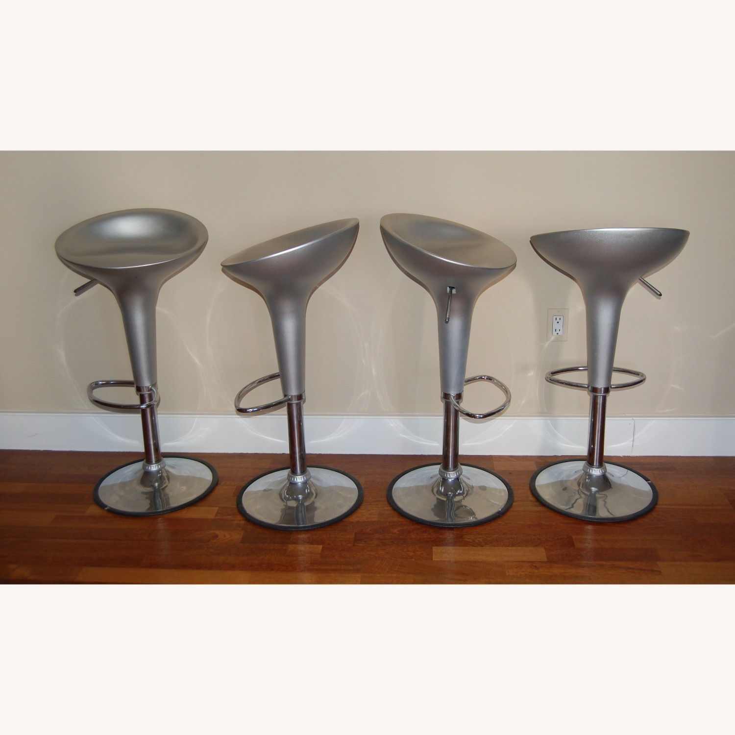 Four silver counter stools  - image-1