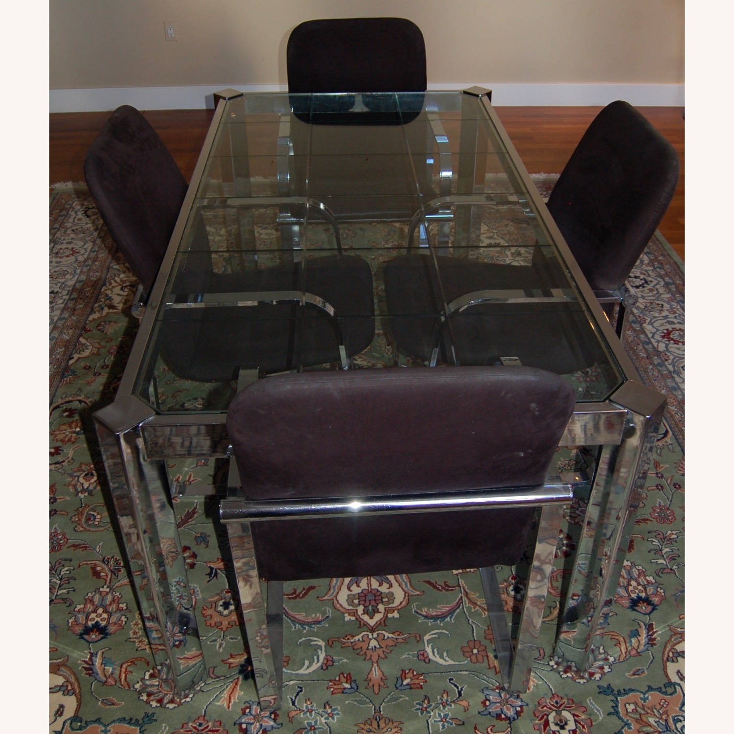 1970s Vintage Dia Chrome/Incised Glass - image-4