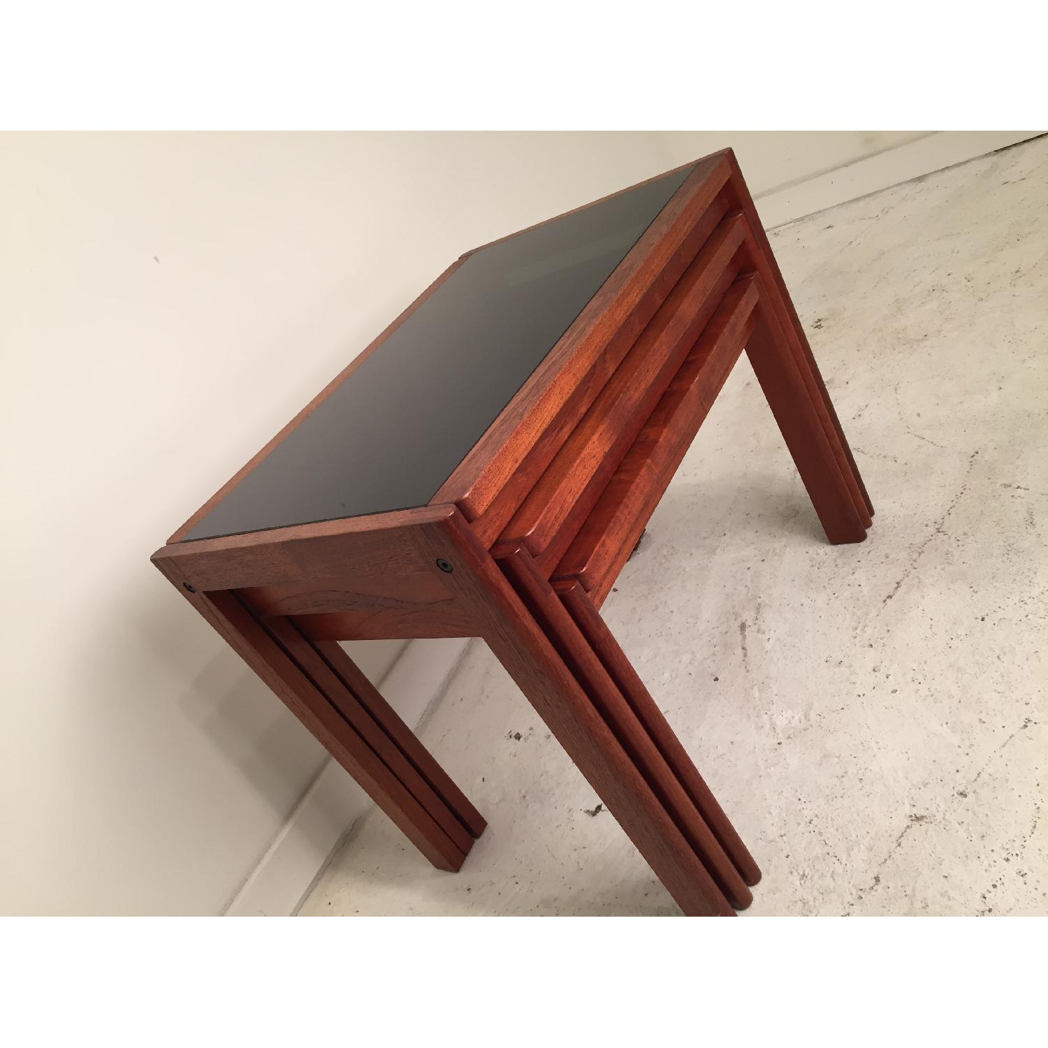 Vinde Mobelfabrik Solid Teak & Glass Danish Nesting Tables - image-4