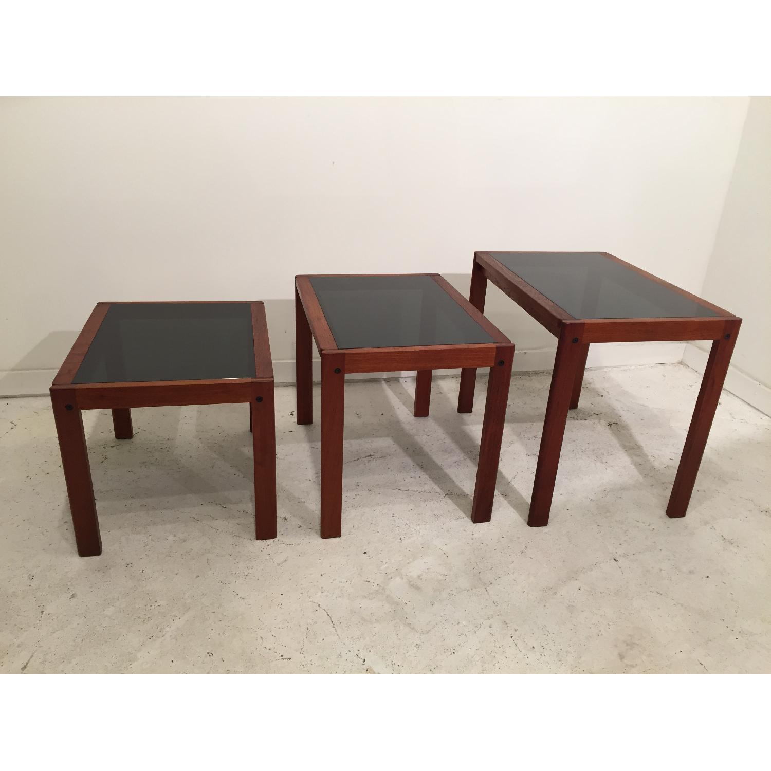 Vinde Mobelfabrik Solid Teak & Glass Danish Nesting Tables - image-5
