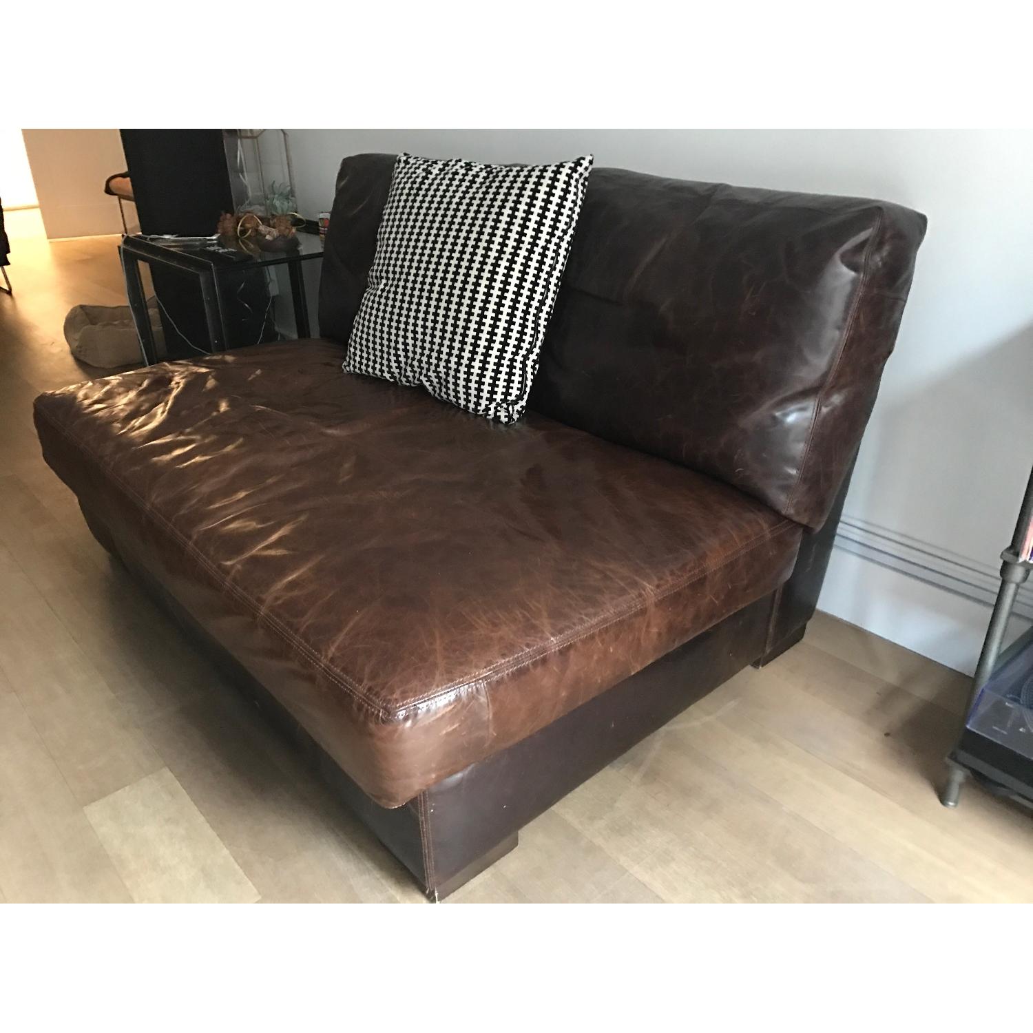 Restoration Hardware Maxwell Leather Armless Sofa AptDeco