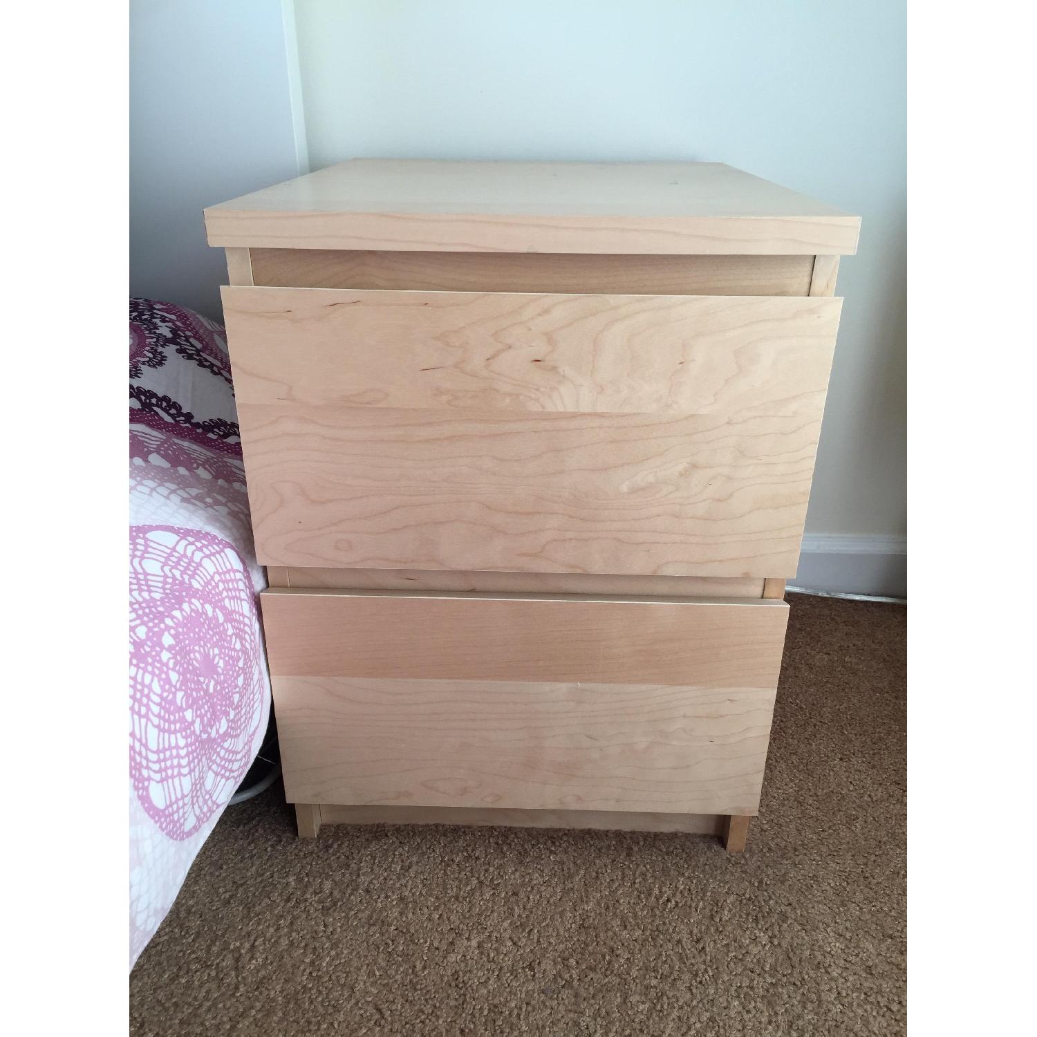 Ikea Malm White Stained Oak Veneer 2-Drawer Chest - image-3