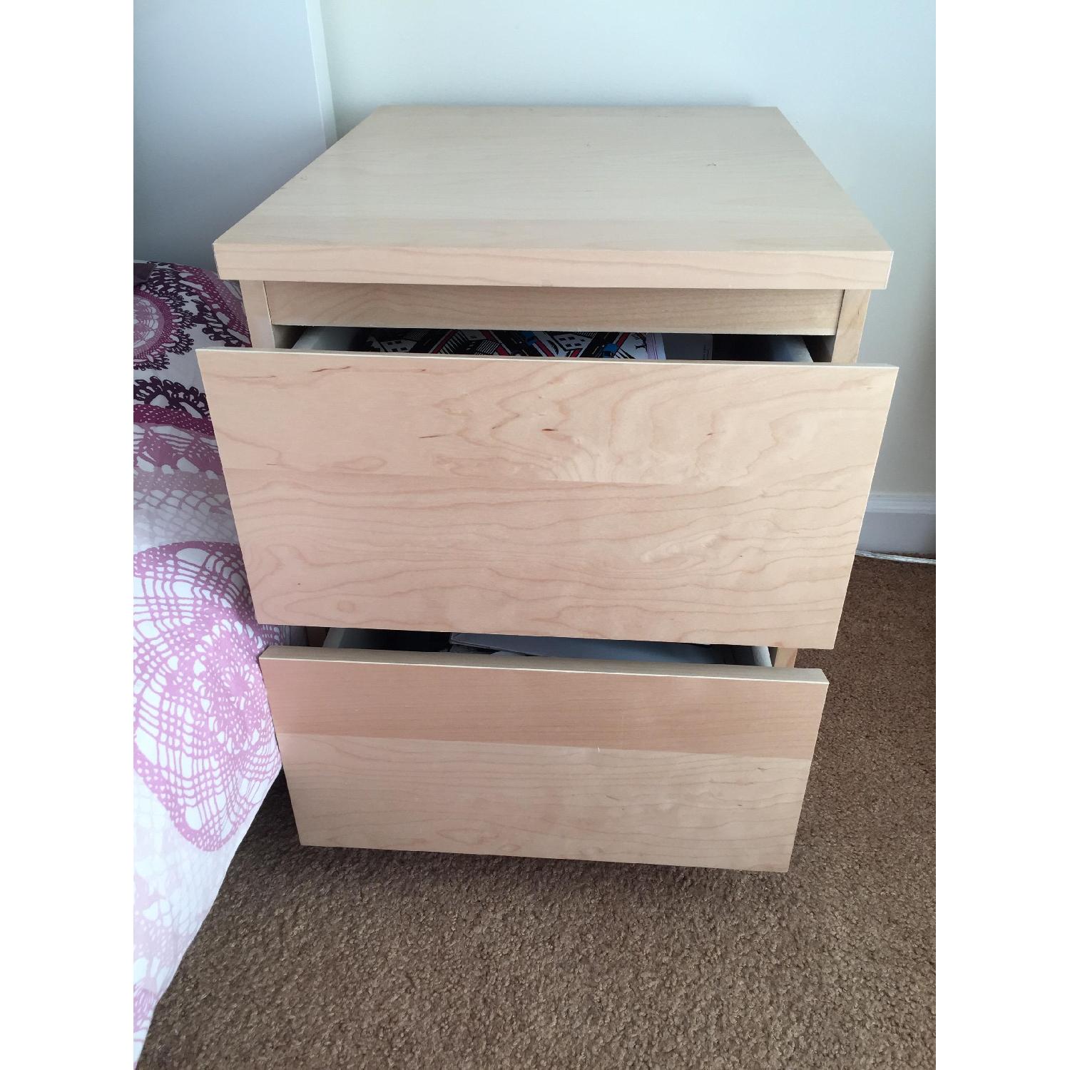 Ikea Malm White Stained Oak Veneer 2-Drawer Chest - image-5