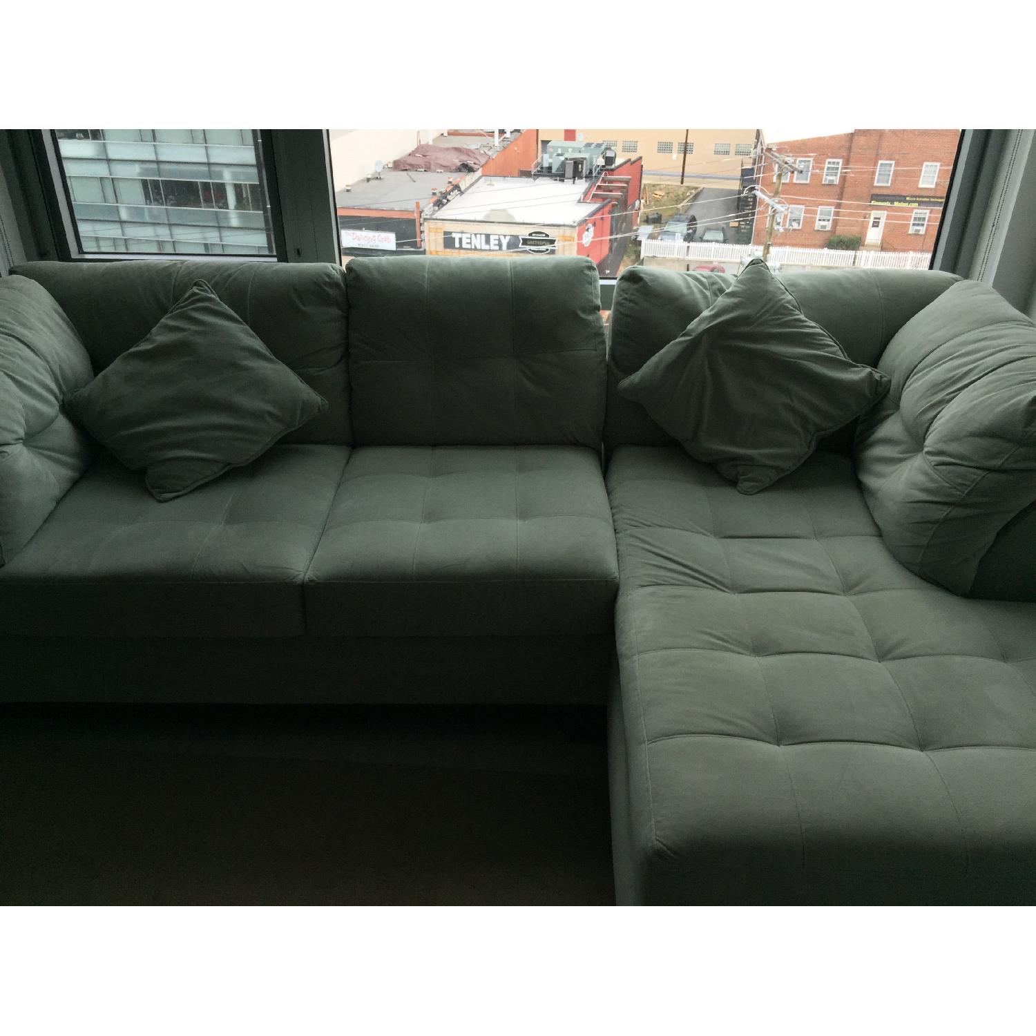 Value City Furniture Light Green Sectional Sofa - image-3