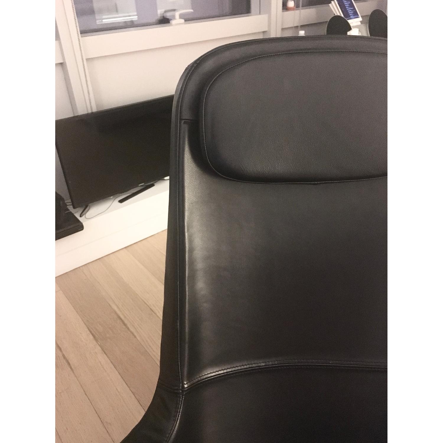 Ikea Arvika Black Leather Armchair & Footstool - image-7