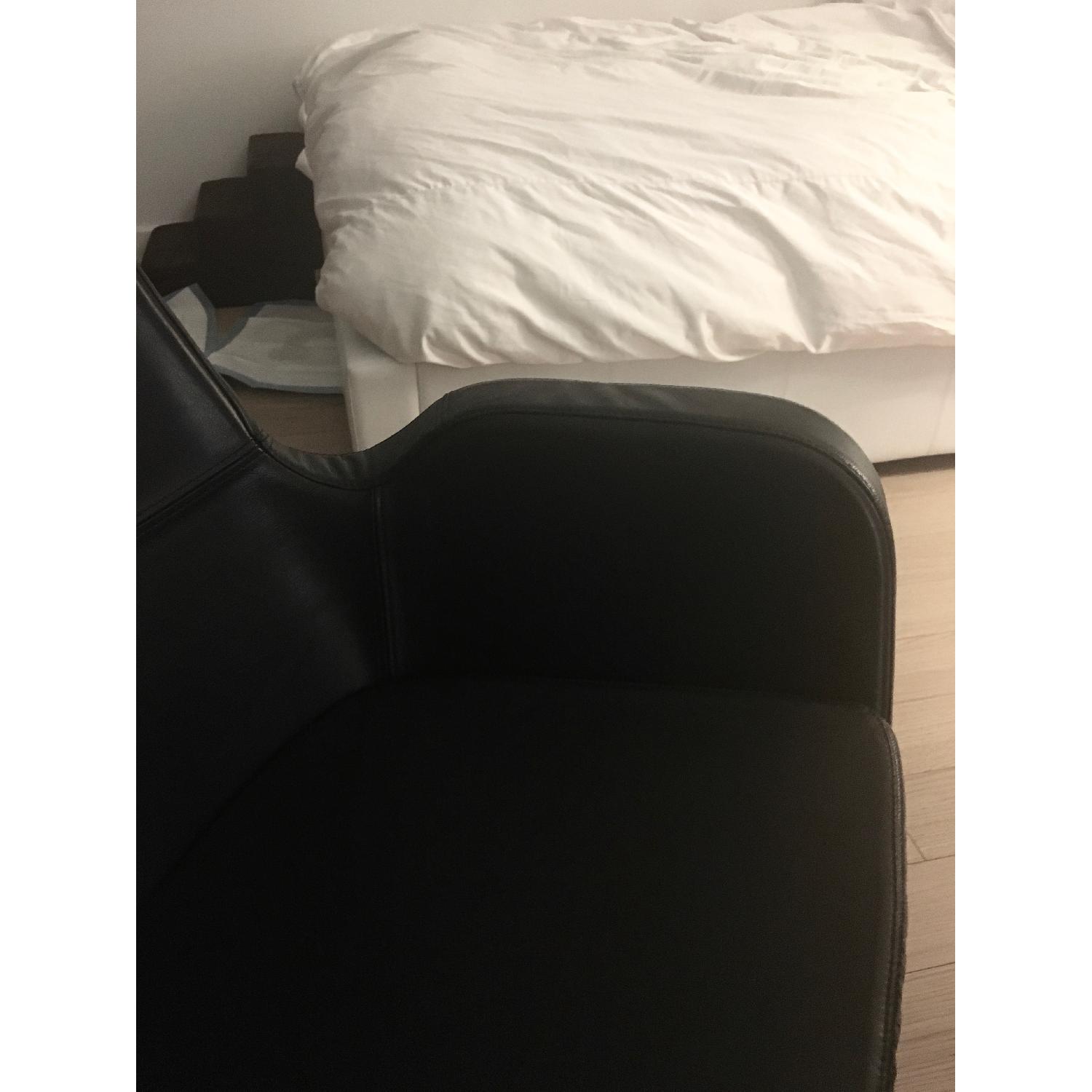 Ikea Arvika Black Leather Armchair & Footstool - image-8