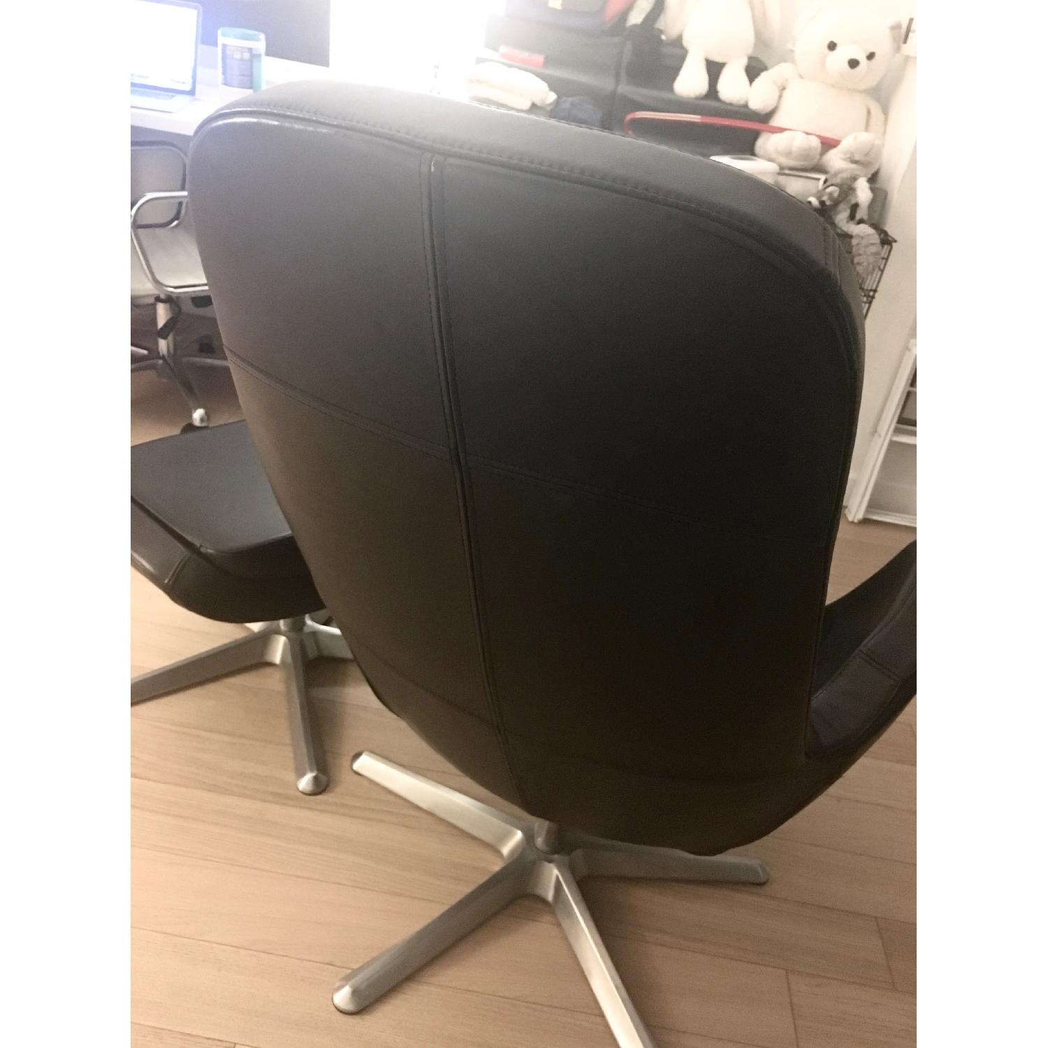 Ikea Arvika Black Leather Armchair & Footstool - image-9