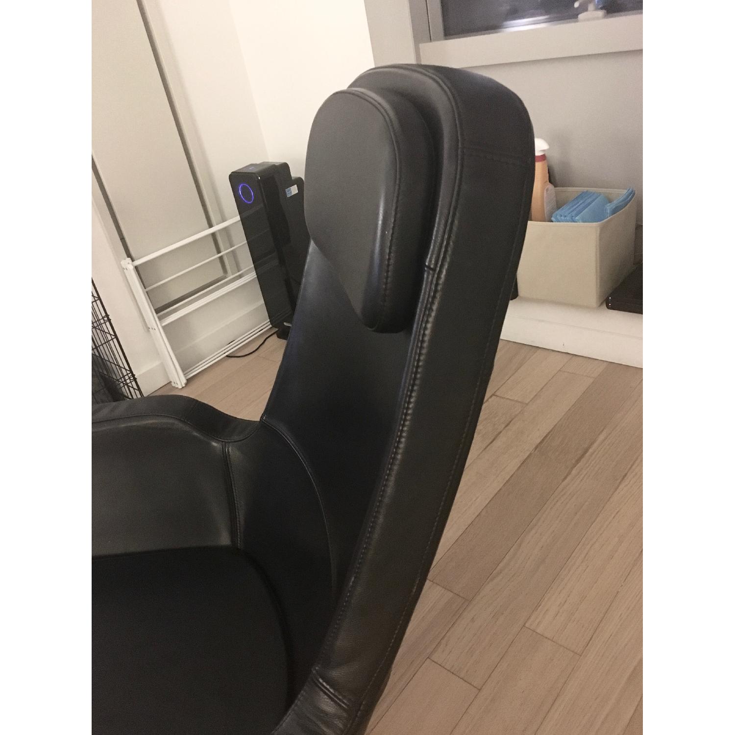 Ikea Arvika Black Leather Armchair & Footstool - image-11