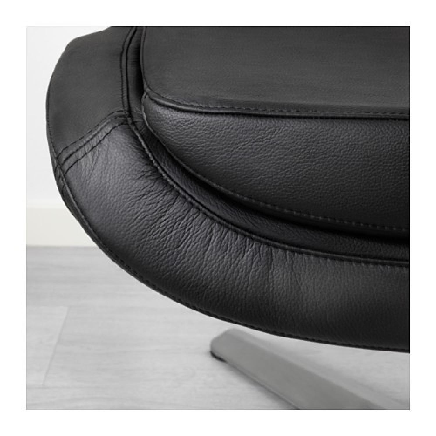 Ikea Arvika Black Leather Armchair & Footstool - image-14
