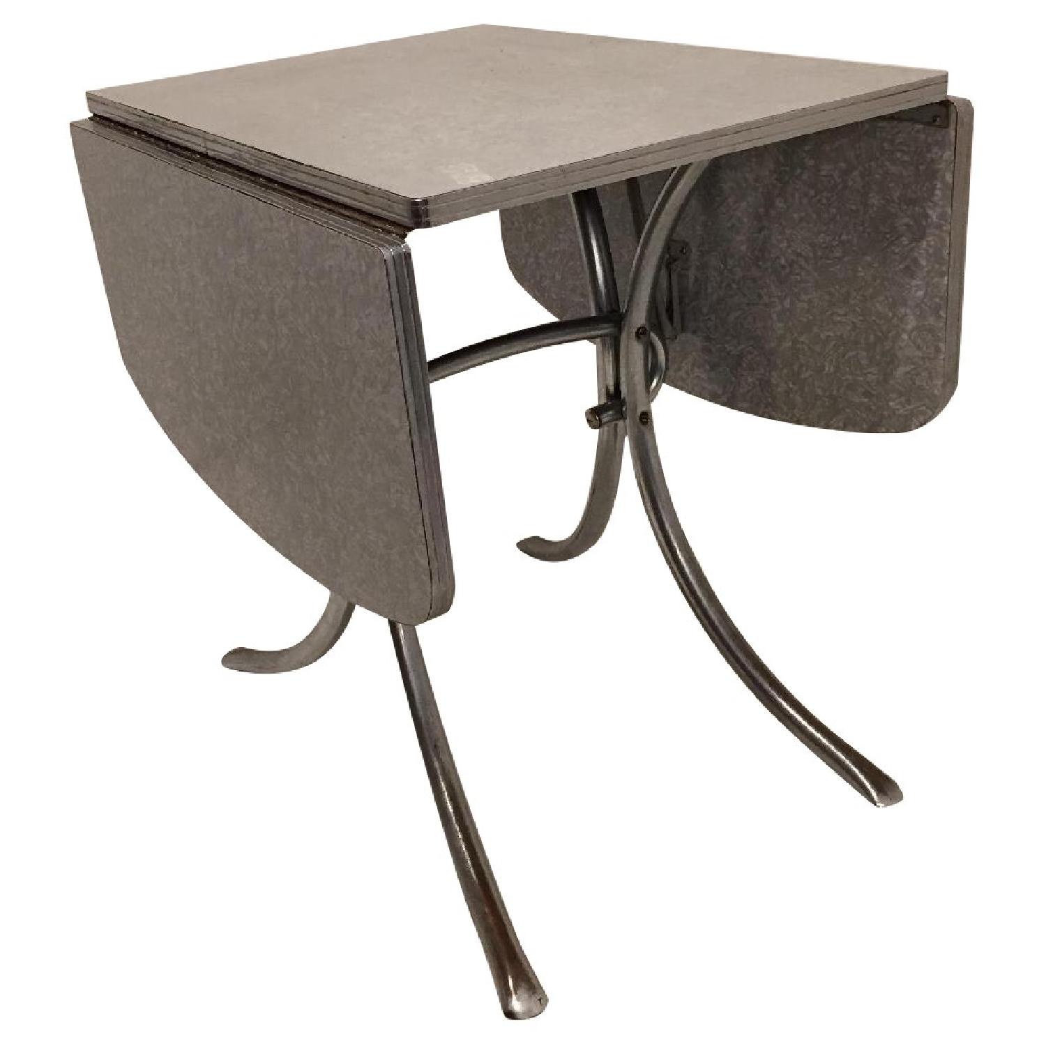 Tubular 1950's Formica Drop-Leaf Dining Table - image-0