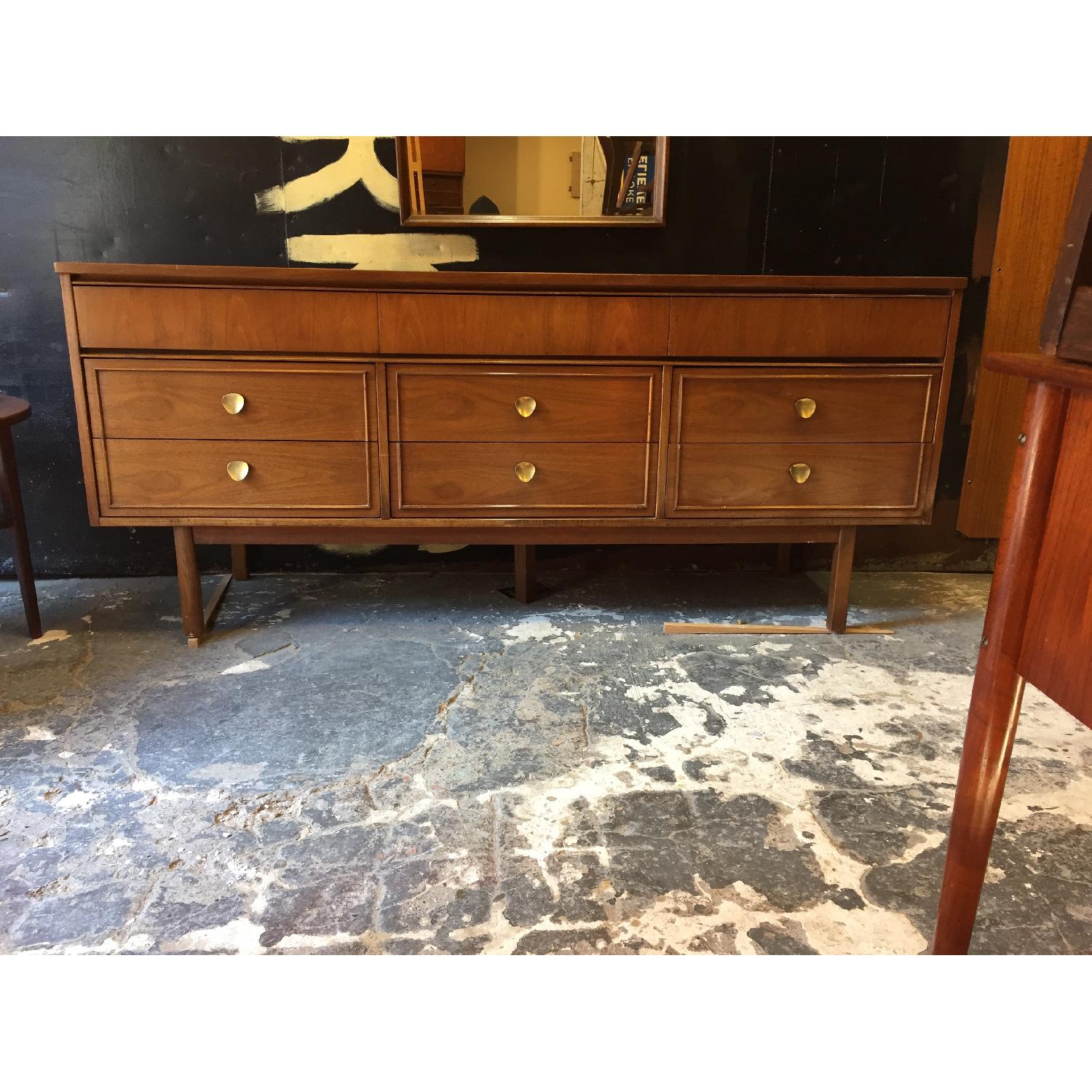 Dixie Mid Century Modern 9-Drawer Walnut Dresser - image-2