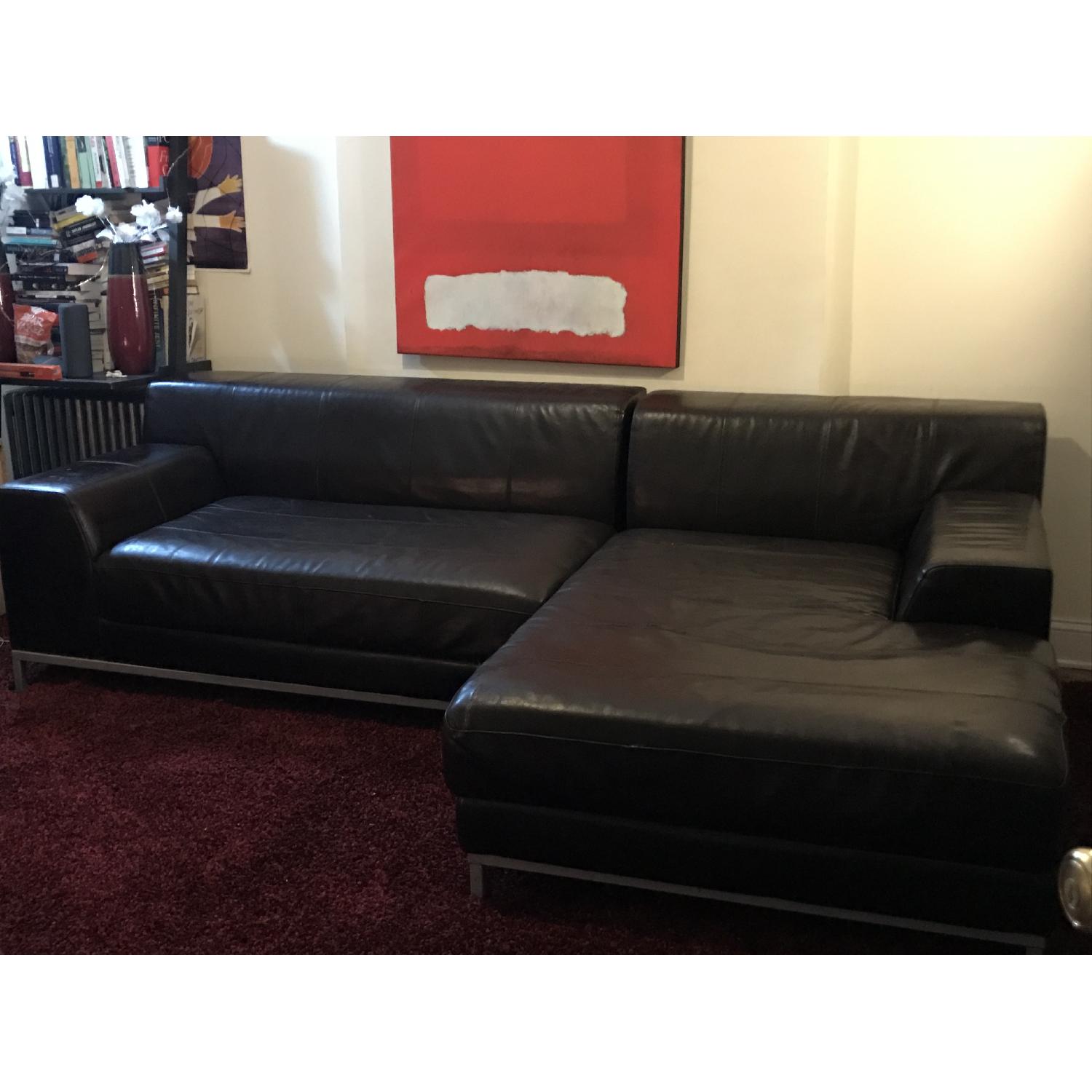 Ikea Kramfors Brown Leather Sectional - image-5