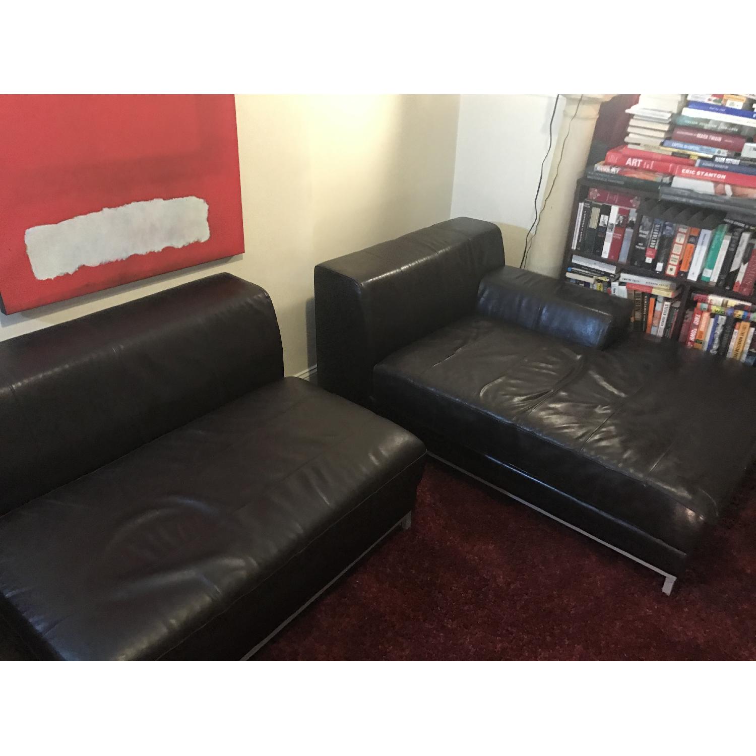 Ikea Kramfors Brown Leather Sectional - image-6