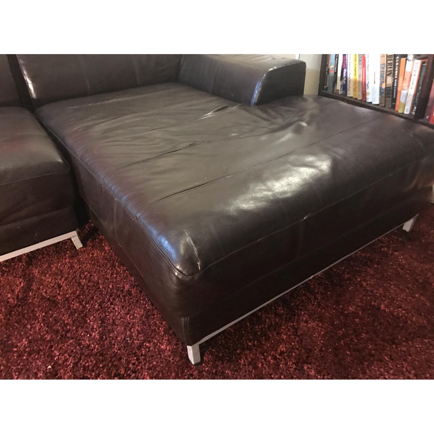 Ikea Kramfors Brown Leather Sectional AptDeco