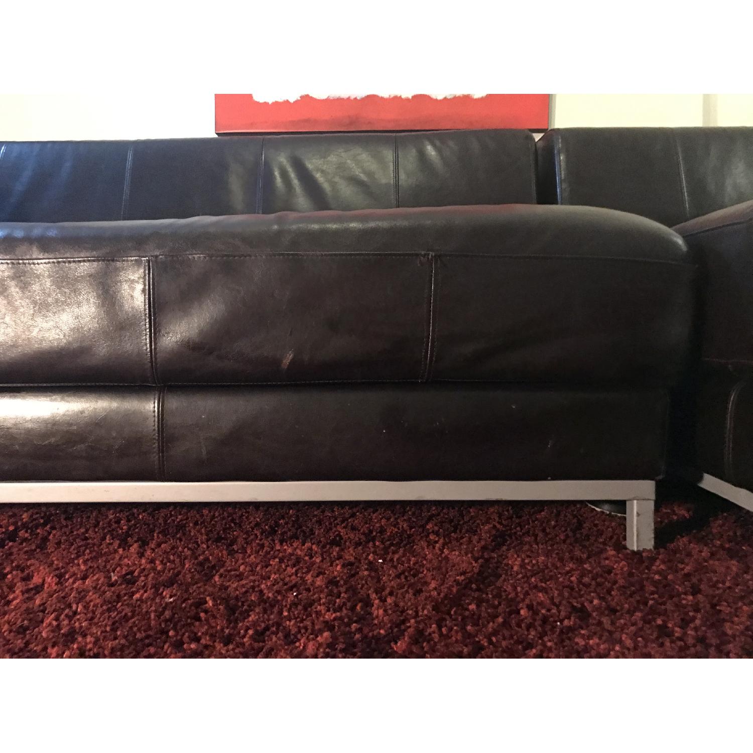 Ikea Kramfors Brown Leather Sectional AptDeco