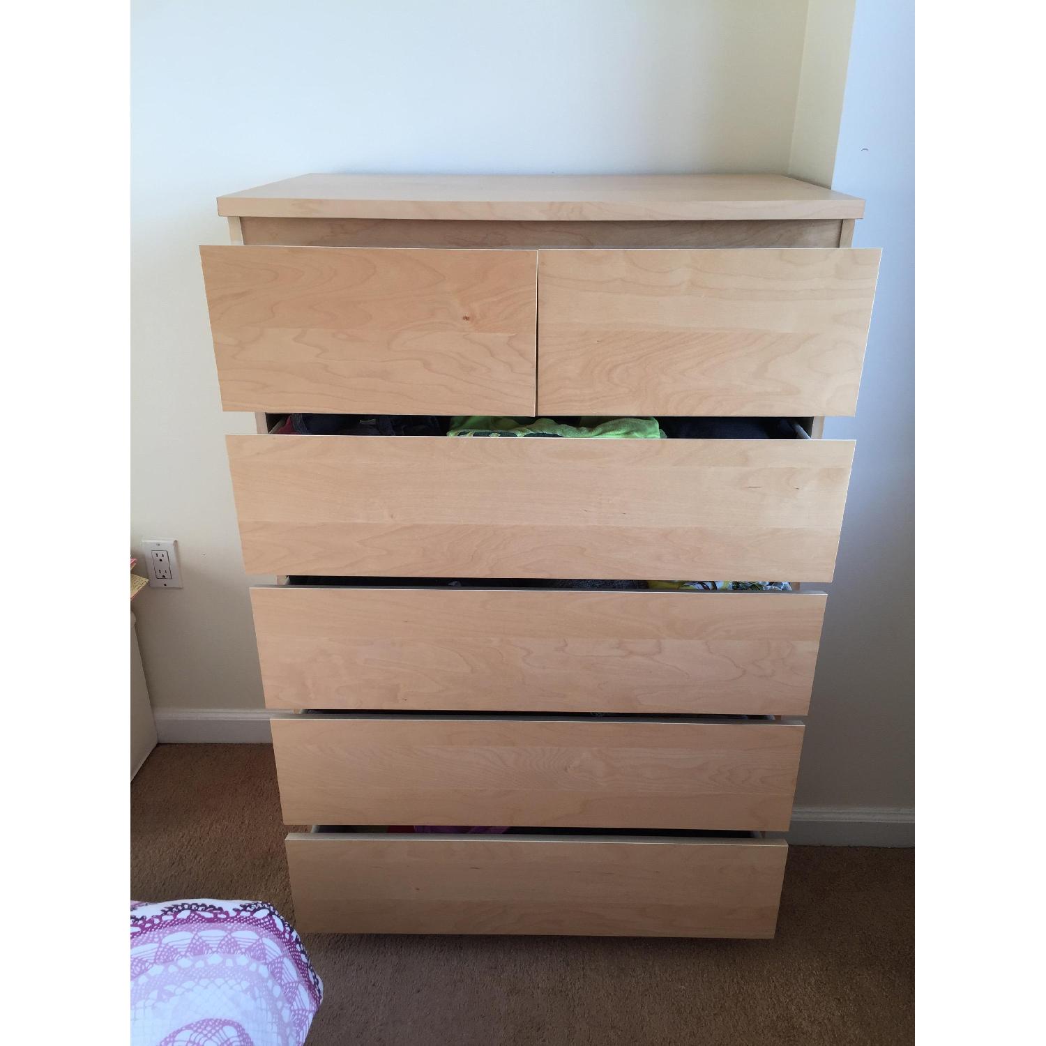 Ikea Malm White Stained Oak Veneer 6-Drawer Chest - image-3