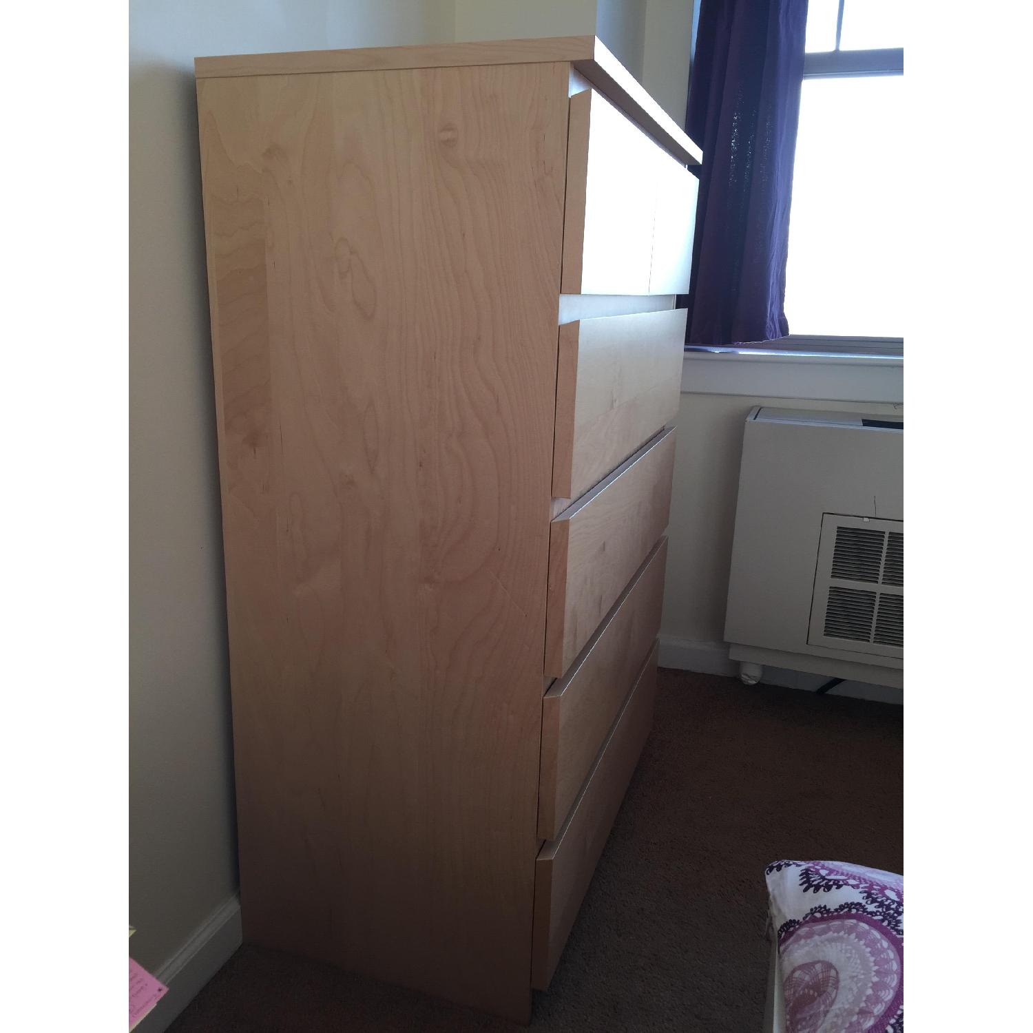 Ikea Malm White Stained Oak Veneer 6-Drawer Chest - image-5