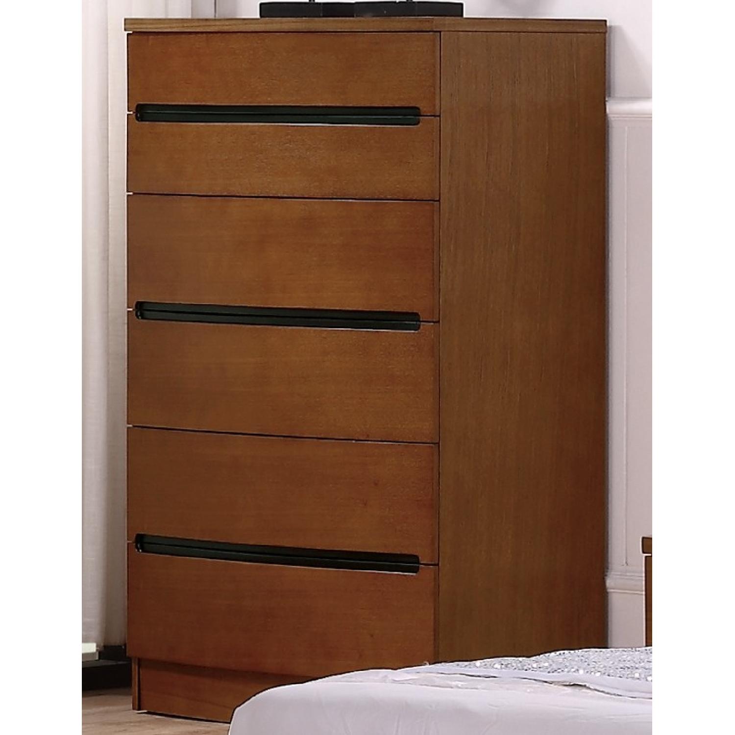 Modern 6 Drawer Chest In Teak Finish Curved Faced Drawers W