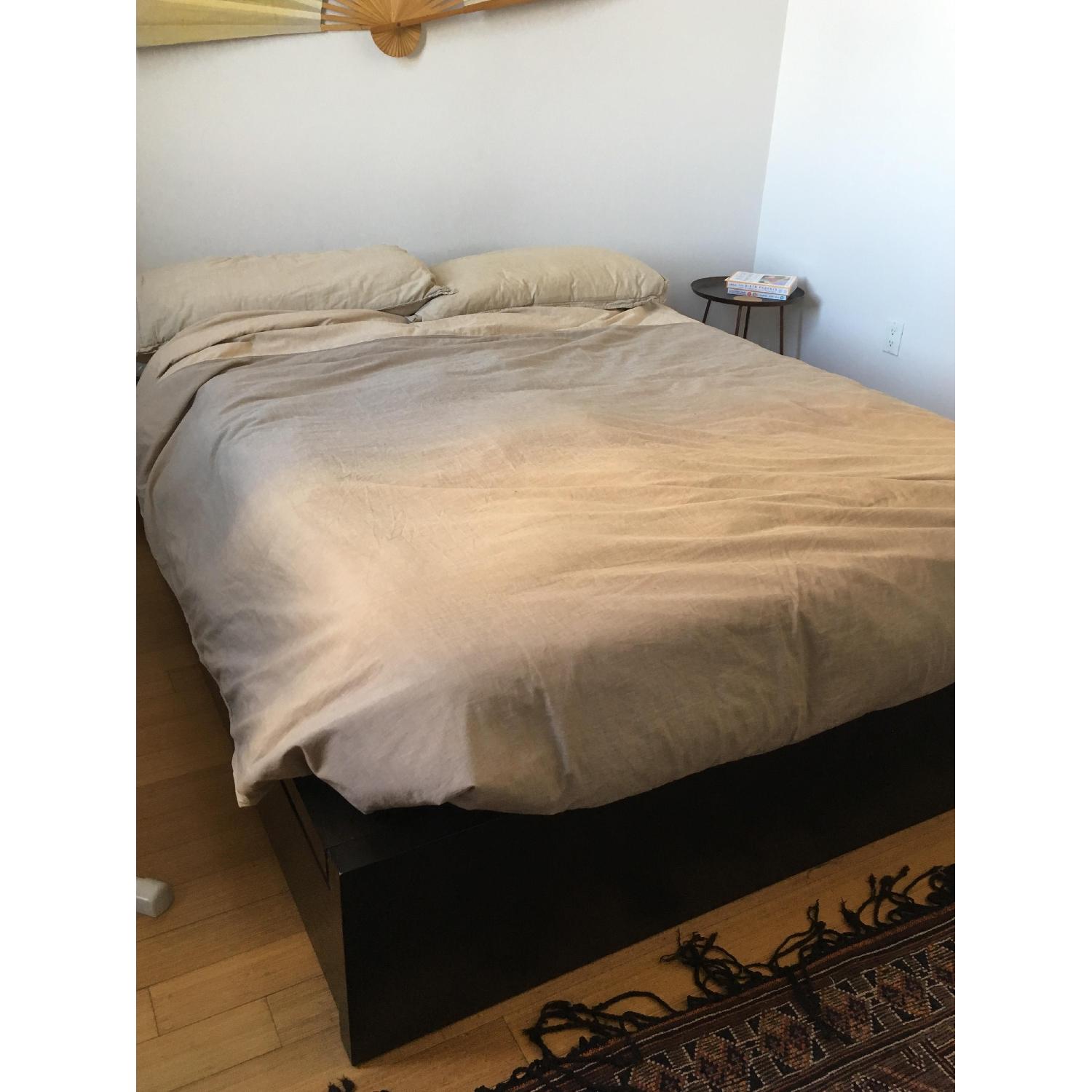 West Elm Queen Size Storage Platform Bed Frame in Chocolate AptDeco