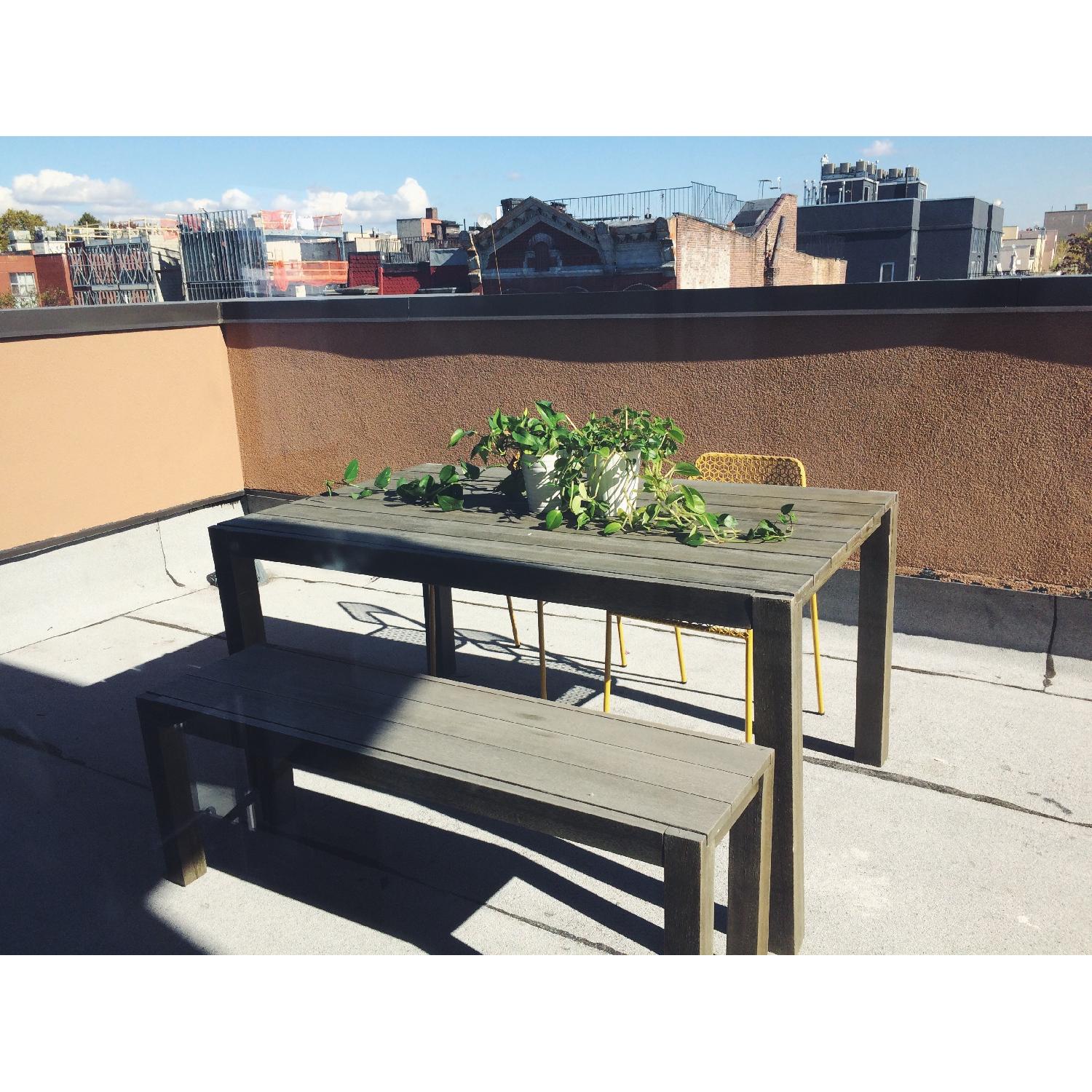 CB2 Outdoor Wooden Table and Bench Set - image-1