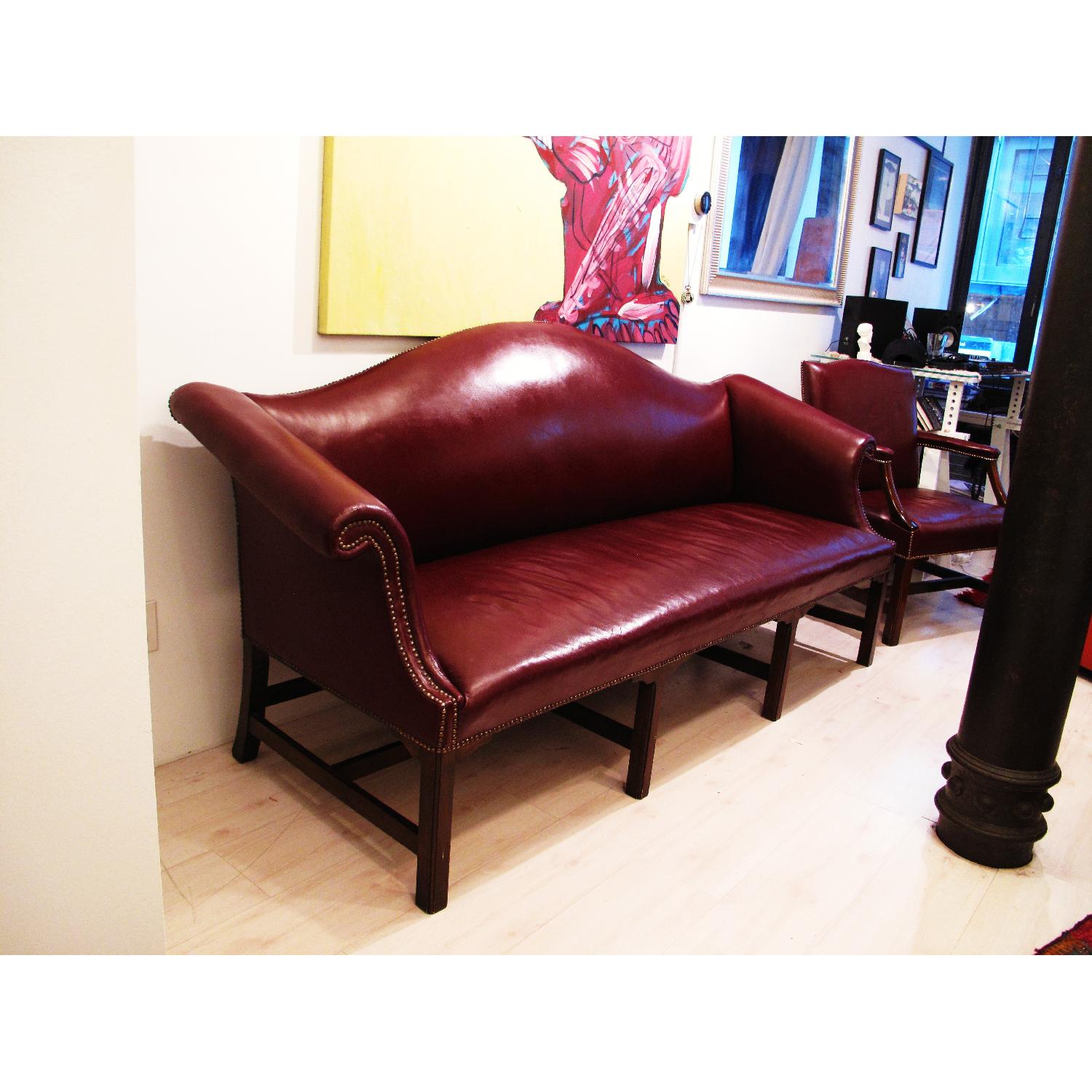 Antique Leather Sofa & Armchair AptDeco