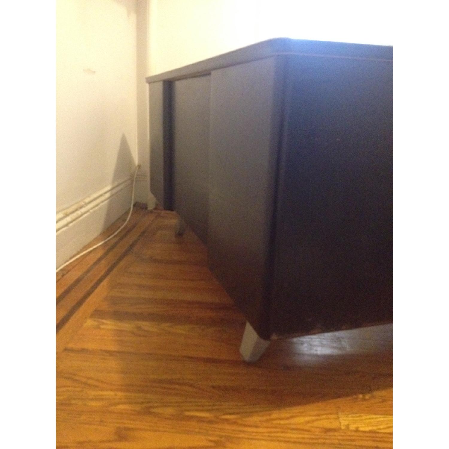 Vintage Mid Century Black Steel and Wood Tanker Desk - image-3