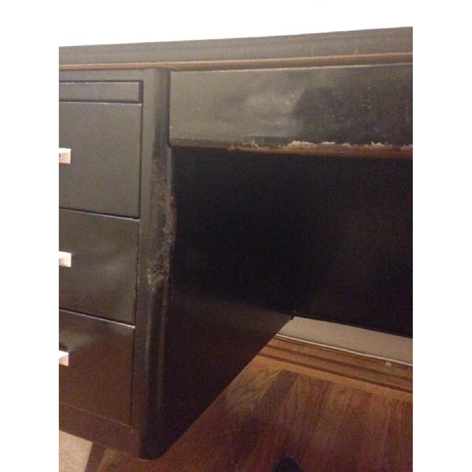 Vintage Mid Century Black Steel and Wood Tanker Desk - image-7