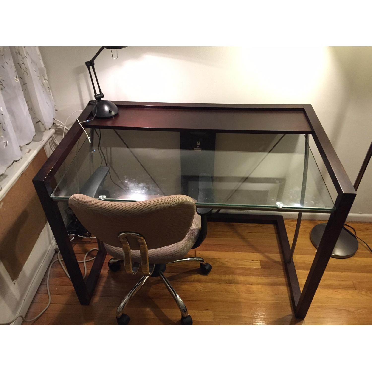 Staples Glass Computer Desk w/ Chair - image-1