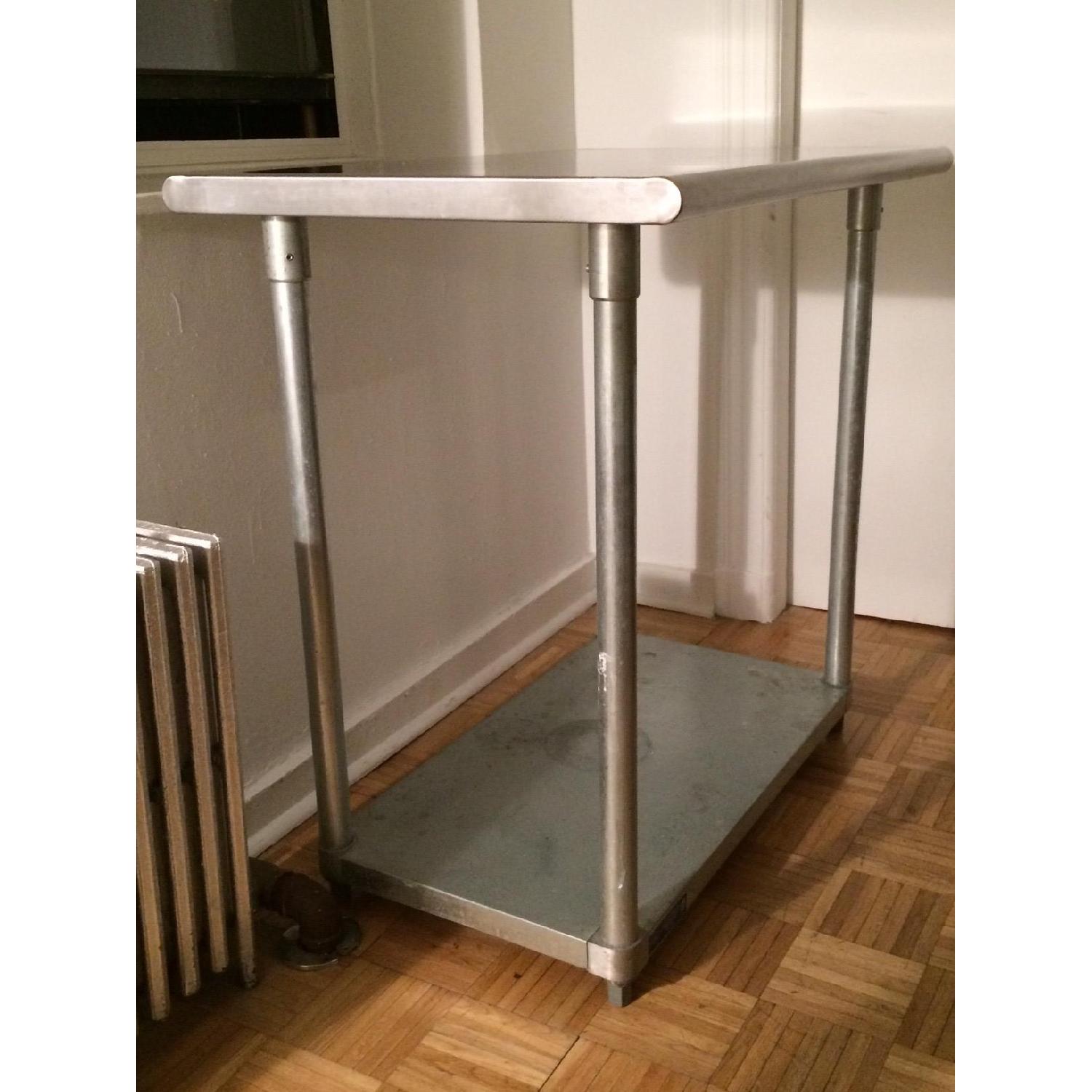 Kitchen Supply Store Industrial Chic Stainless Steel Table w/ 2 Stools - image-1